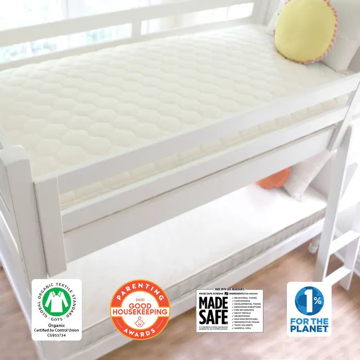 2 in 1 Organic Kids Waterproof Mattress Protector - Hypoallergenic, Breathable & Washable for Toddler & Baby Crib - Perfect for Bedwetting, Spills & Allergies Protection