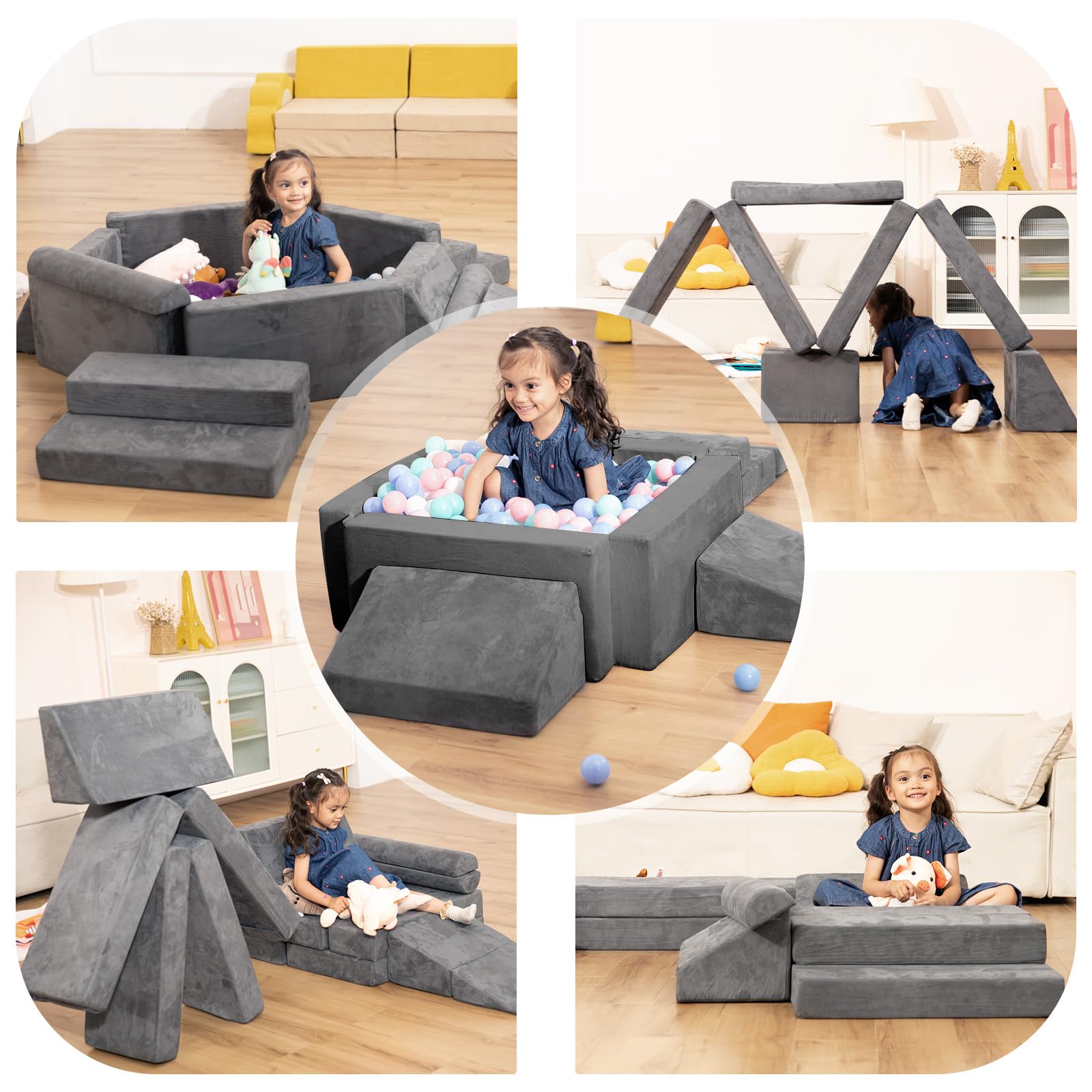 Best Modular Kids Play Couch - Convertible Toddler Sofa with Foam Climbing Blocks for Boys & Girls | Indoor Playroom, Nursery, Daycare & Montessori Learning Activities
