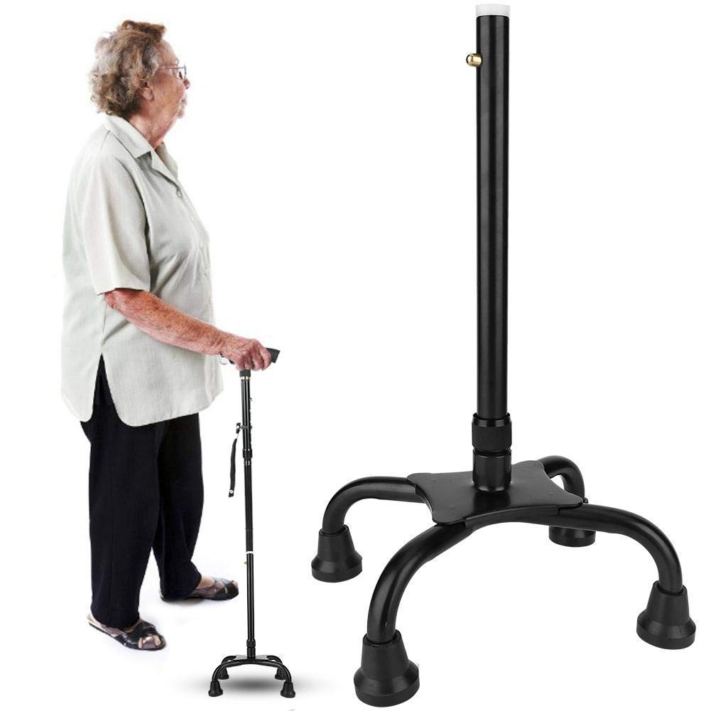 Lightweight Quadruple Walking Cane with Flashlight - Sturdy 4-Prong Aluminum Mobility Aid for Men & Women | Perfect for Hiking, Elderly Support & Outdoor Activities