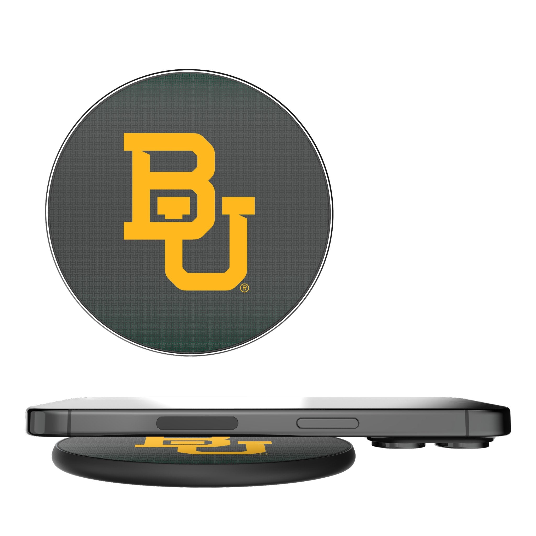 Baylor University Bears 15W Fast Wireless Charger - Qi-Certified Linen Phone Charging Pad for iPhone, Samsung, AirPods - Perfect for Home, Office, and Travel