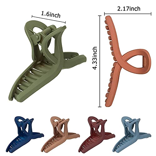 FAMEZA 6-Pack Matte Hair Claw Clips for Women - Non-Slip Strong Hold Jaw Clamps (4.3 Inch) - Styling Accessories for Thin, Thick & Fine Hair - Perfect for Workouts, Office & Everyday Hairstyles