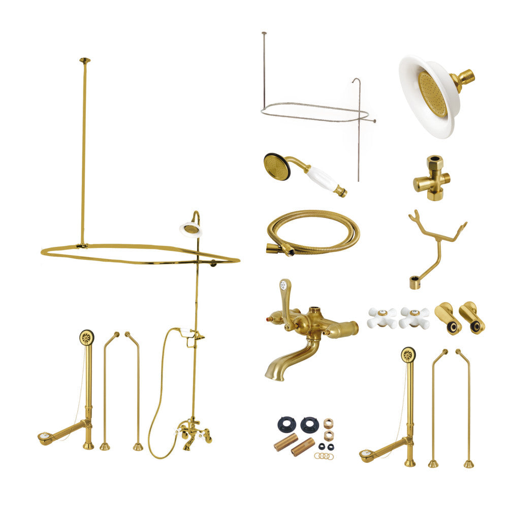 Kingston Brass CCK1182PX Vintage Clawfoot Tub Faucet with Shower Enclosure - Antique Style Bathroom Fixture for Classic & Modern Homes - Perfect for Freestanding Tubs, Spa Bathrooms & Luxury Renovations