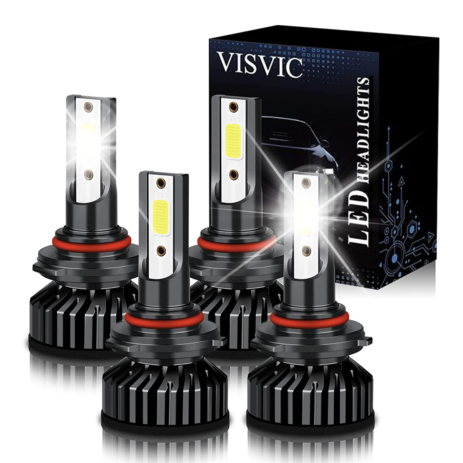 VISVIC 9005 LED Headlight Bulbs for TOYOTA RAV4 (2013-2015) - High Low Beam Conversion Kit, 55W 14000LM 6000K Cool White, Super Bright Halogen Replacement, Plug and Play (Pack of 4) - Perfect for Night Driving & Off-Road Adventures