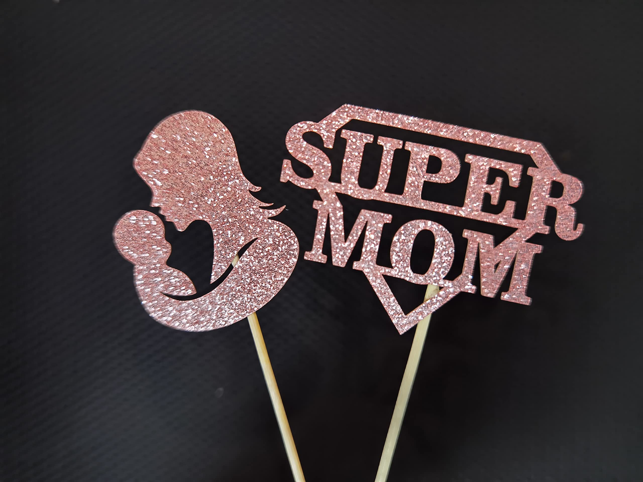 24-Piece Rose Gold Happy Mother's Day Cupcake Toppers - Elegant Cake Decorations for Mom's Birthday, Baby Shower & Mother's Day Party Supplies (Floral Design)