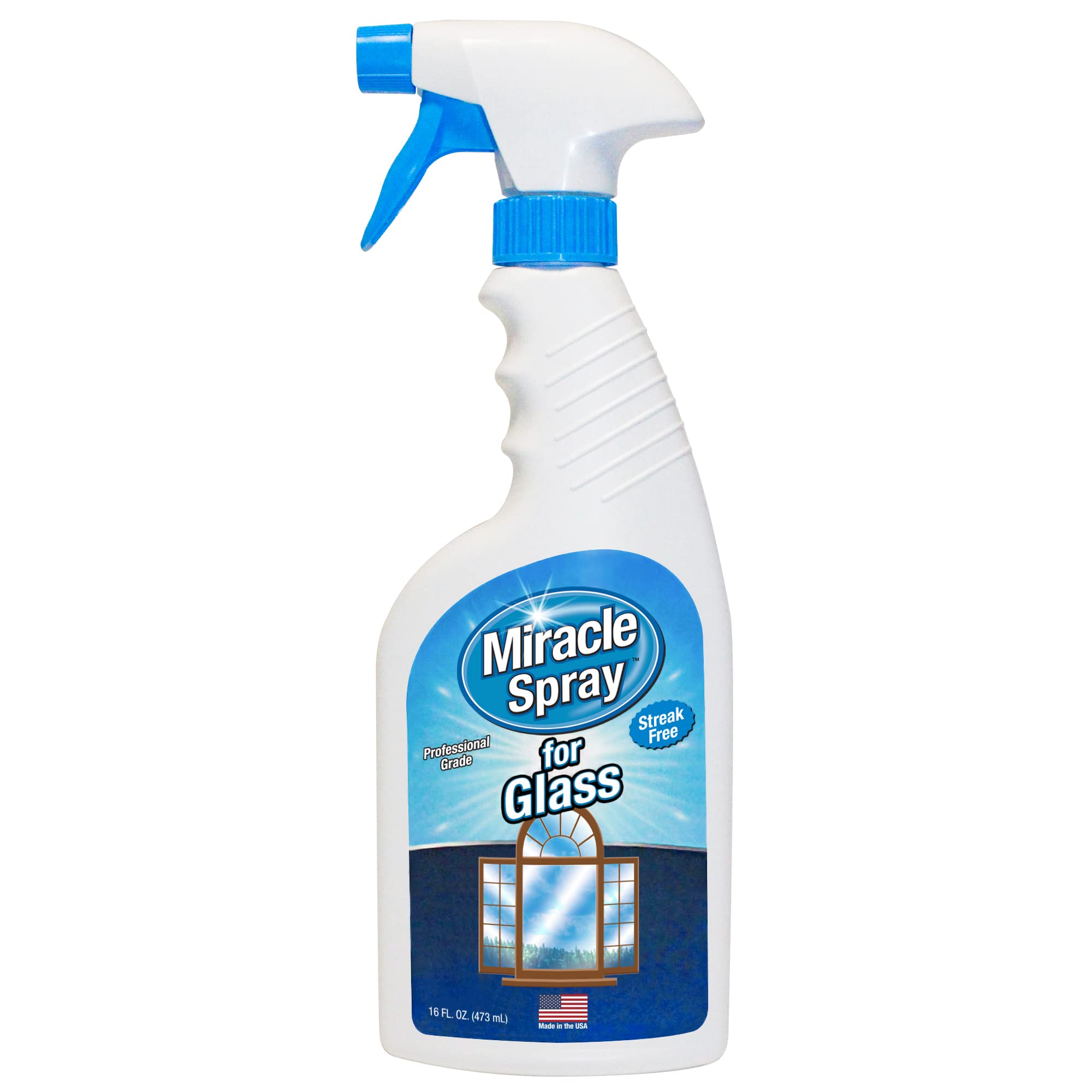 MiracleSpray for Glass - 16 Fl Oz Streak-Free Cleaning Wipes | Mirror, Window, Kitchen, Home & Auto Cleaner | Perfect for Shiny Surfaces, Quick Cleaning & Spotless Results