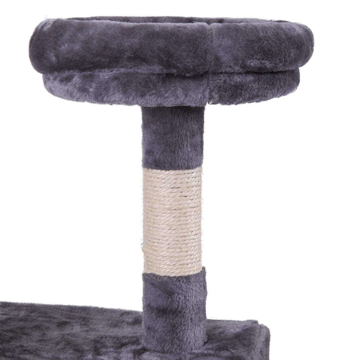 Premium Cat Tree Tower with Scratching Ball, Plush Cushion, Ladder & Condos - Multi-Level Indoor Cat Furniture for Play, Rest & Climbing (Gray) - Perfect for Small Spaces & Active Cats