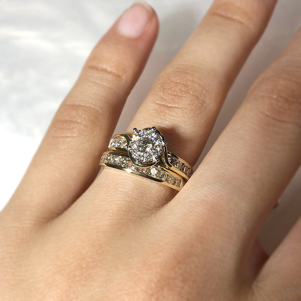 1 Carat Diamond Engagement & Wedding Ring Set in 9K Yellow Gold - Perfect for Proposals, Anniversaries & Bridal Jewelry Gifts