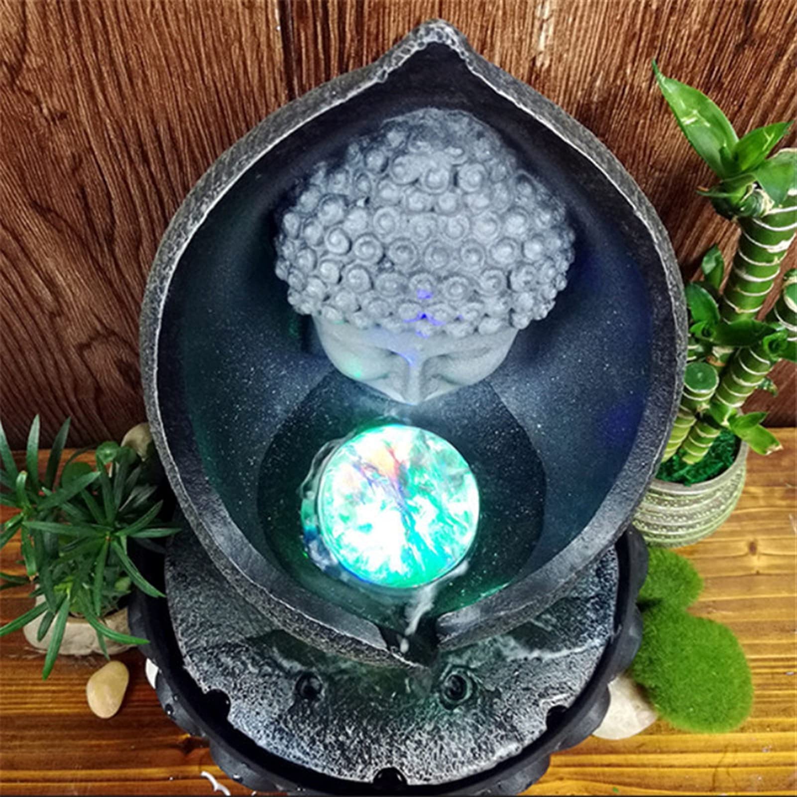 Handmade Buddha Statue Desktop Waterfall Fountain - Indoor Zen Water Feature for Office Feng Shui, Home Decor & Relaxation | Perfect for Meditation Spaces, Work Desks & Living Room Decor