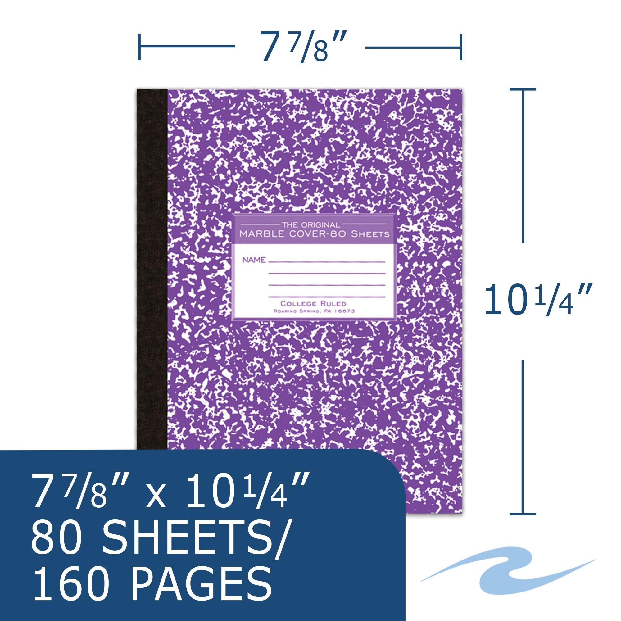 Roaring Spring Colored Composition Notebook - Case of 48, College Ruled, 80 Sheets, 15# White Paper, 10.25