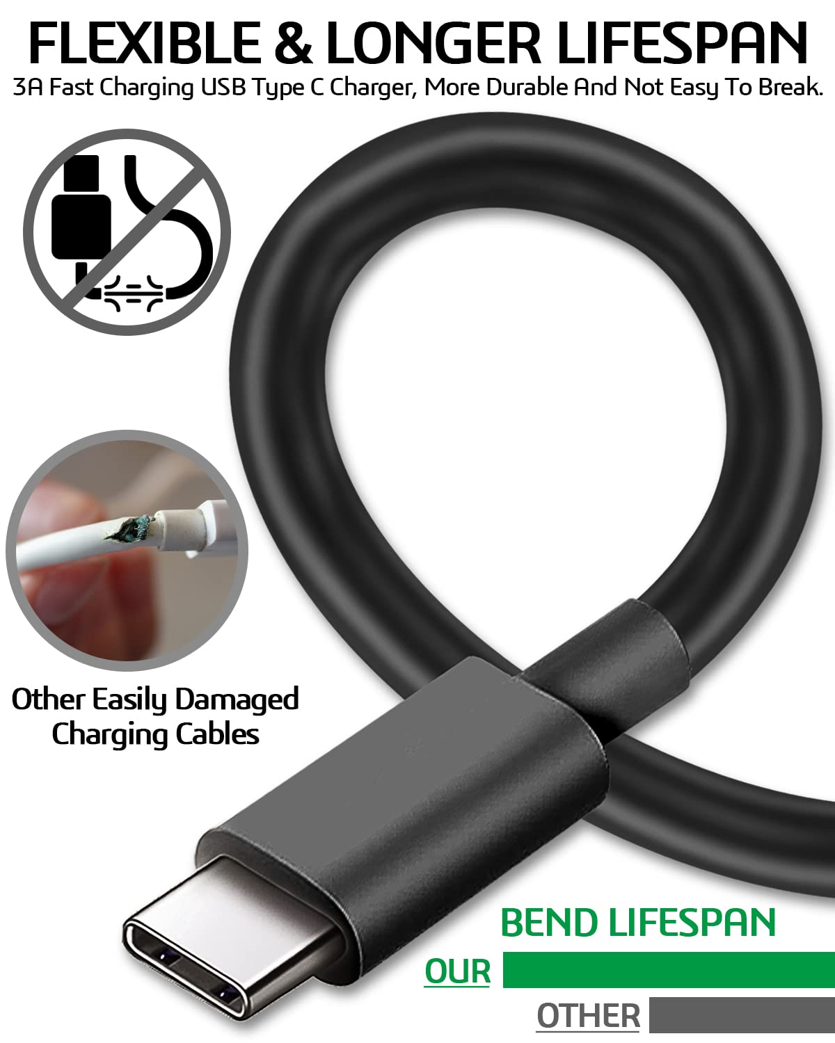 15W USB-C Fast Charger with 10Ft Extra Long 5A USB-C Cable - Compatible with Kindle Fire Tablets & E-Readers (USB-C Version) - Perfect for Home, Office & Travel Charging Needs