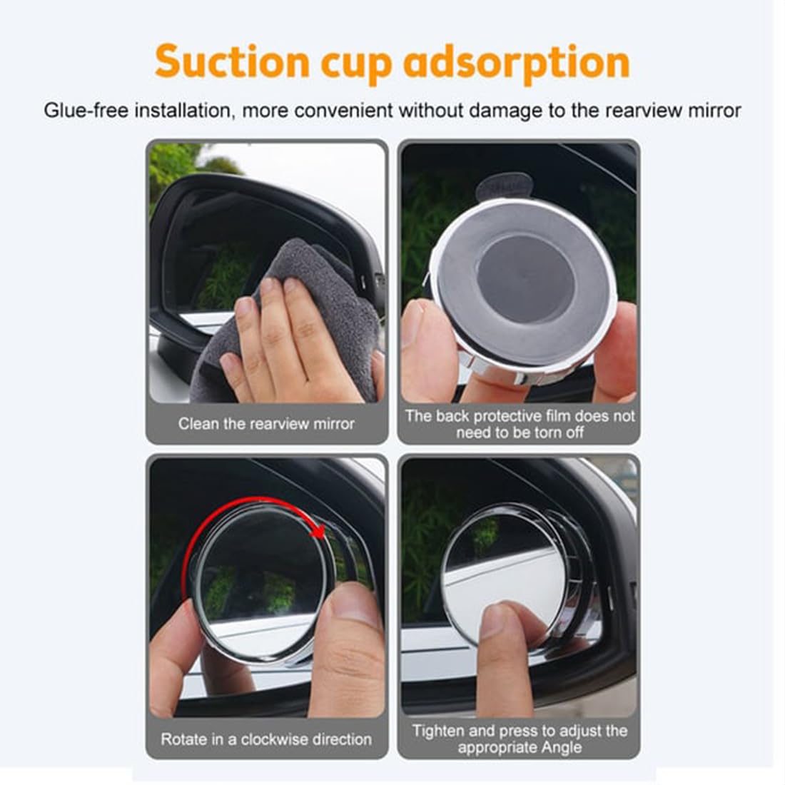 2024 Upgraded Suction Cup Car Convex Blind Spot Mirror - 360° Wide Angle Rear View Side Mirror for Cars, SUVs & Trucks (2-Pack Silver) - Eliminate Blind Spots & Enhance Parking Safety