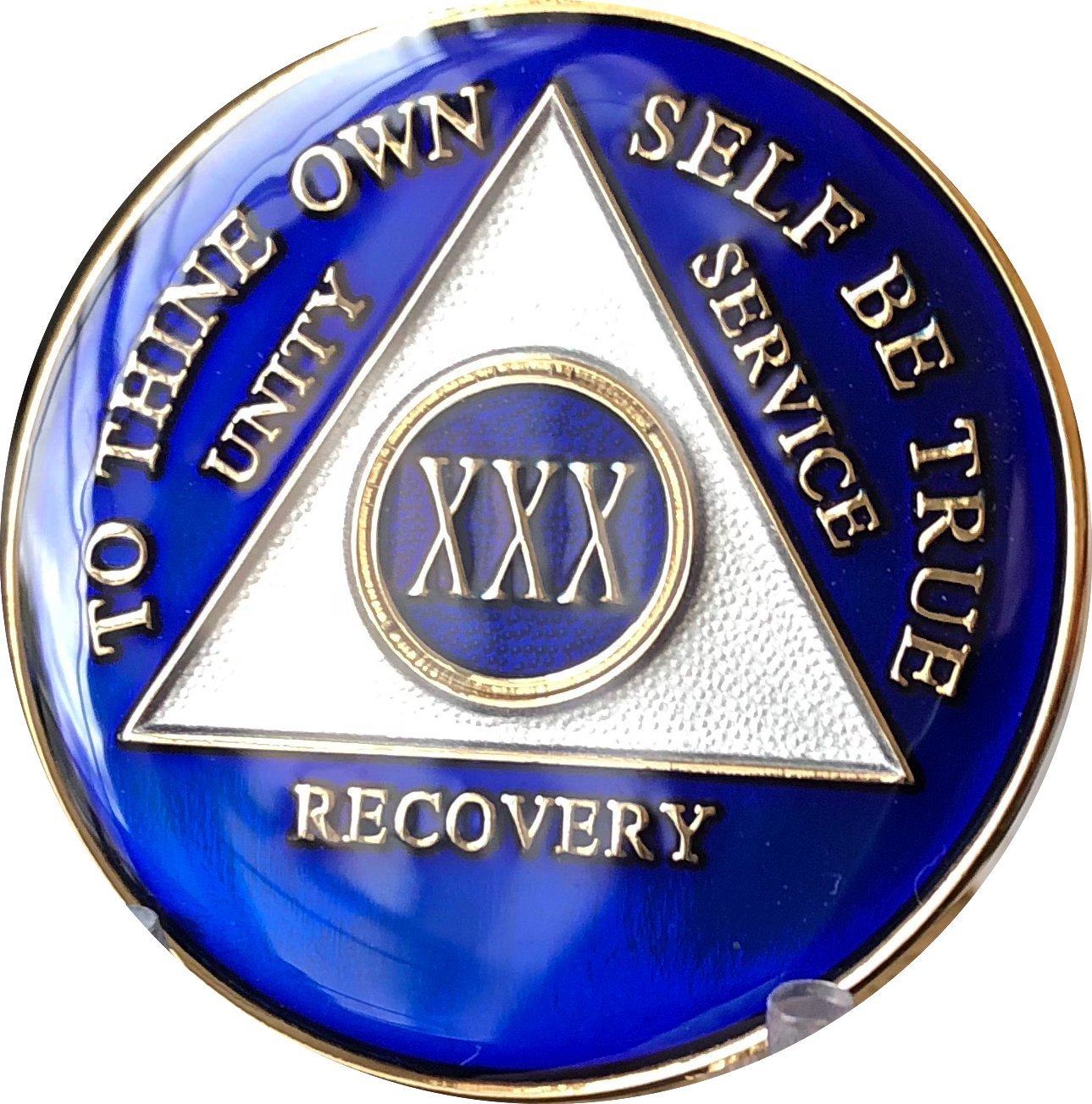 30 Year AA Medallion - Glossy Blue Metallic Tri-Plate Gold Plated Poker Chip (Set of XXX) - Perfect for Casino Nights, Poker Tournaments & Collectible Displays