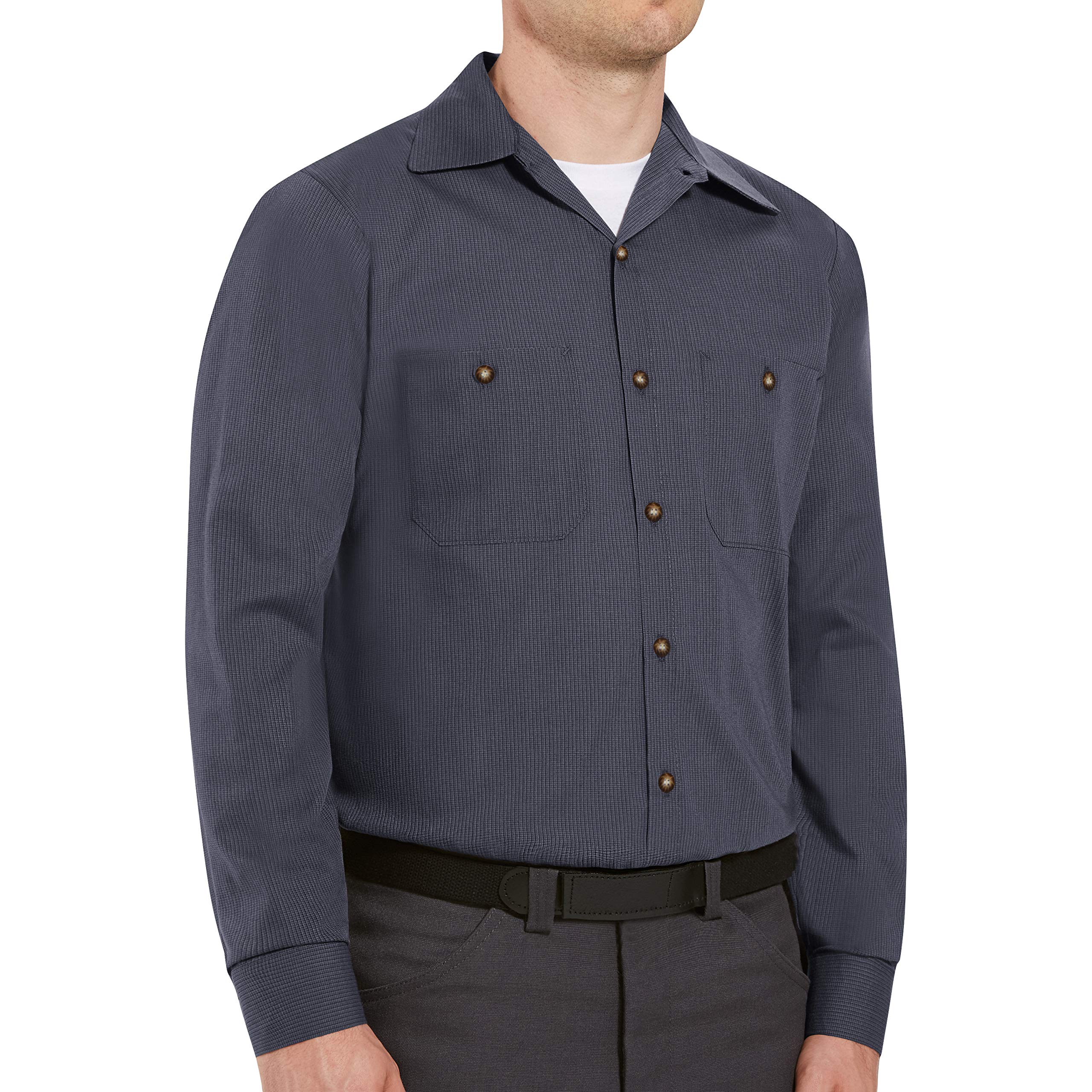 Red Kap Men's Durable Industrial Work Shirt with Lined Collar - Heavy Duty Workwear for Construction, Mechanics & Outdoor Labor