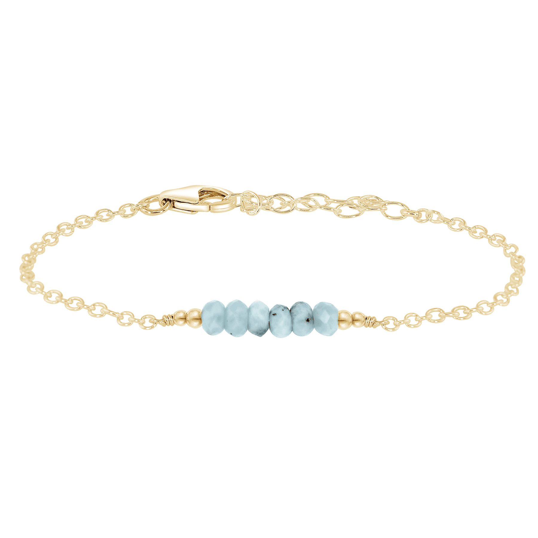 Sparkling Blue Larimar Gemstone Faceted Bead Bar Bracelet for Women | Handmade Healing Crystal Jewelry | Perfect for Yoga, Meditation & Boho Fashion