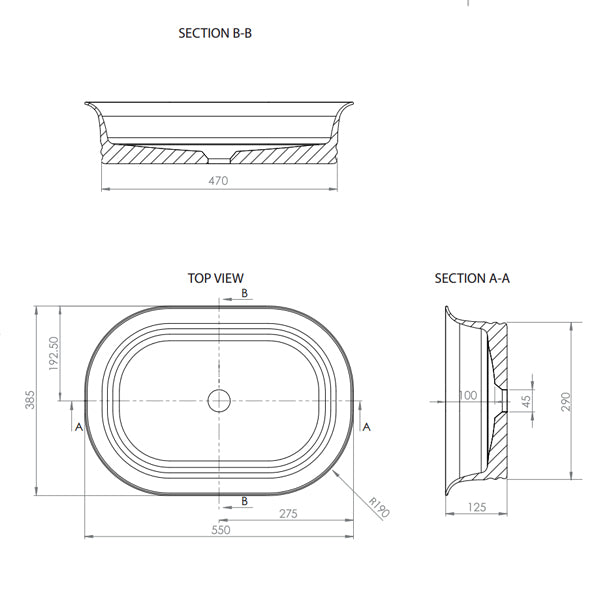 ADP Titan 550 x 380mm White Above Counter Bathroom Sink Basin - Perfect for Modern Vanities and Contemporary Bathroom Renovations