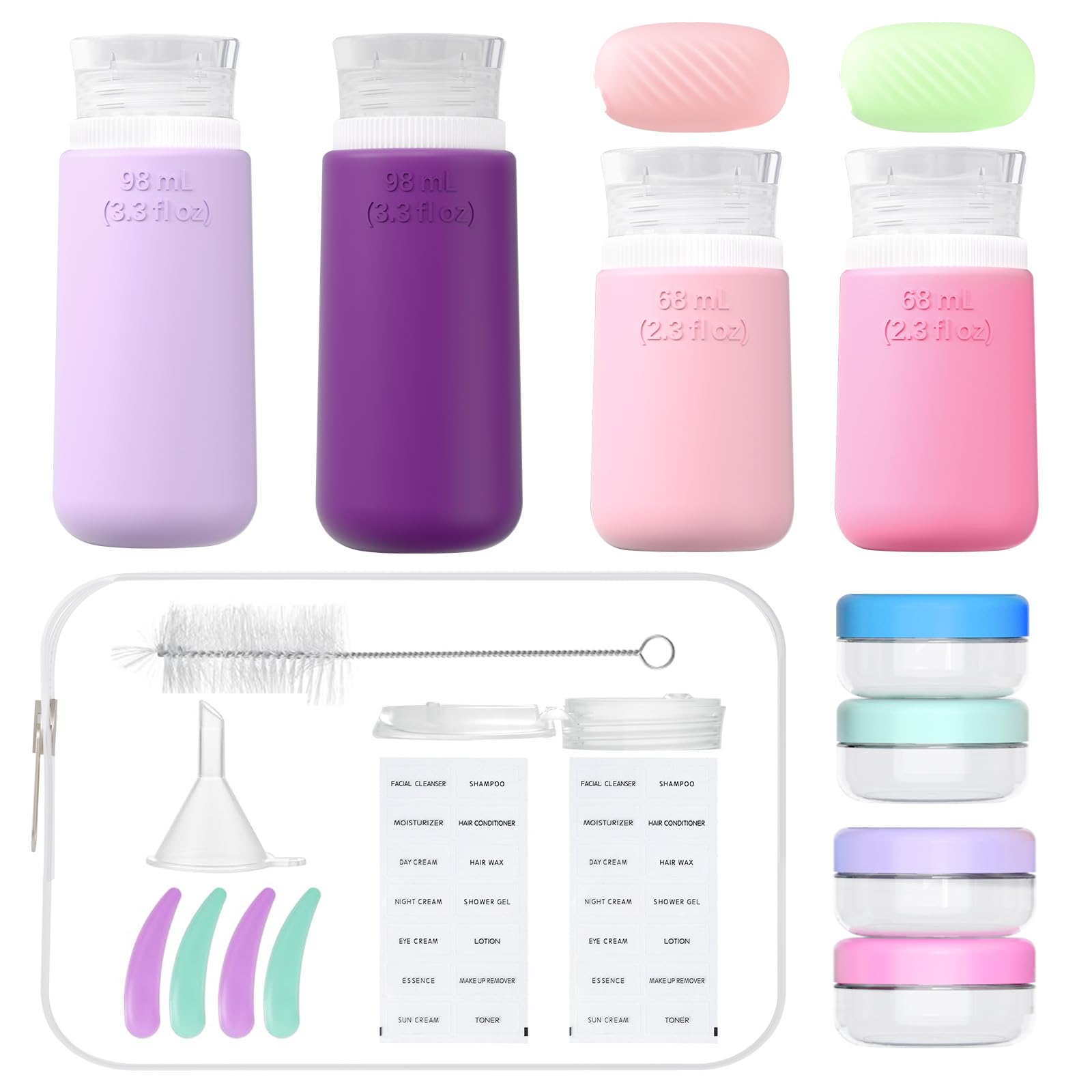 20 Pack TSA Approved Silicone Travel Bottles Set - Leakproof Ultrasonic Craft Toiletries Containers for Shampoo, Conditioner & Lotion | Perfect for Air Travel, Vacation Essentials & Gym Accessories