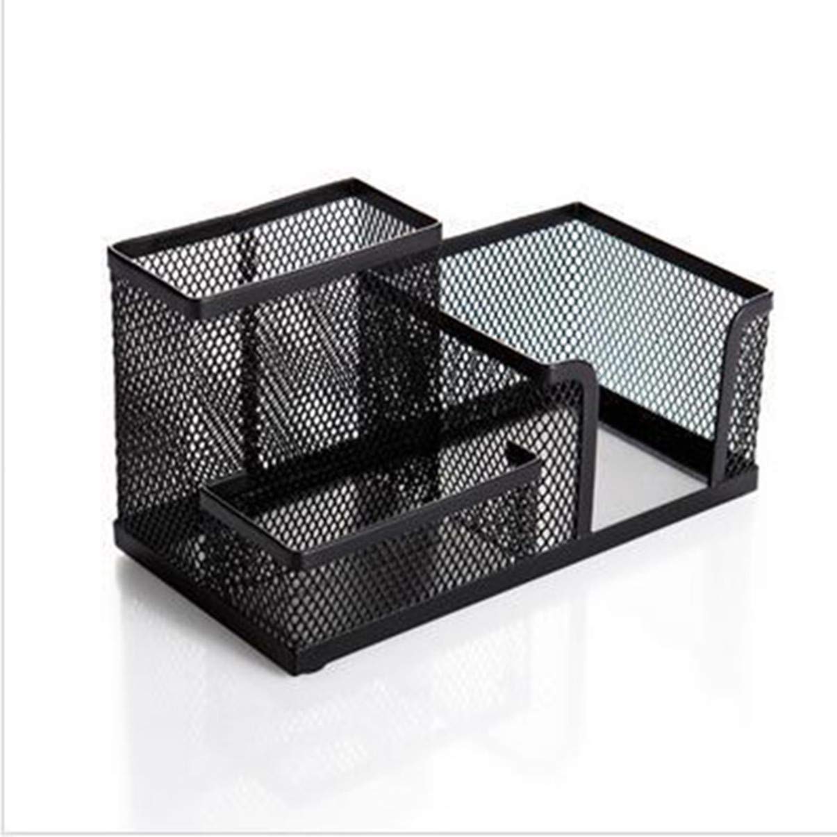 Black 3-Tier Mesh Desk Organizer - Metal Pencil Holder & Office Supplies Caddy with 3 Compartments | Perfect for Home Office, School Desk & Workspace Organization