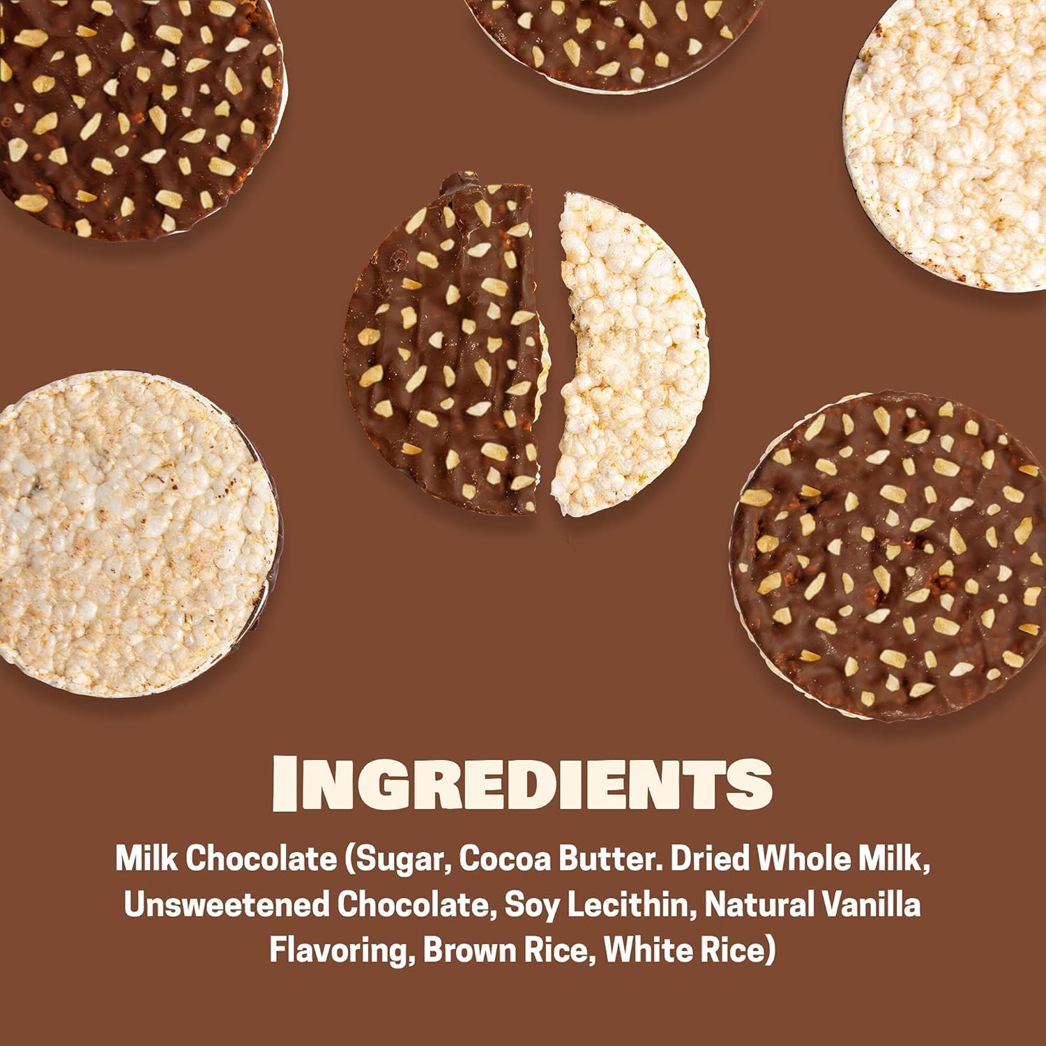 LIEBERS Thin Chocolate Rice Cakes - Kosher Certified, Dairy & Dairy-Free Options, Gluten-Free Snack (6-Pack, Brittle Topped Milk Chocolate) - Perfect for Healthy Snacking, Lunch Boxes & On-the-Go Treats