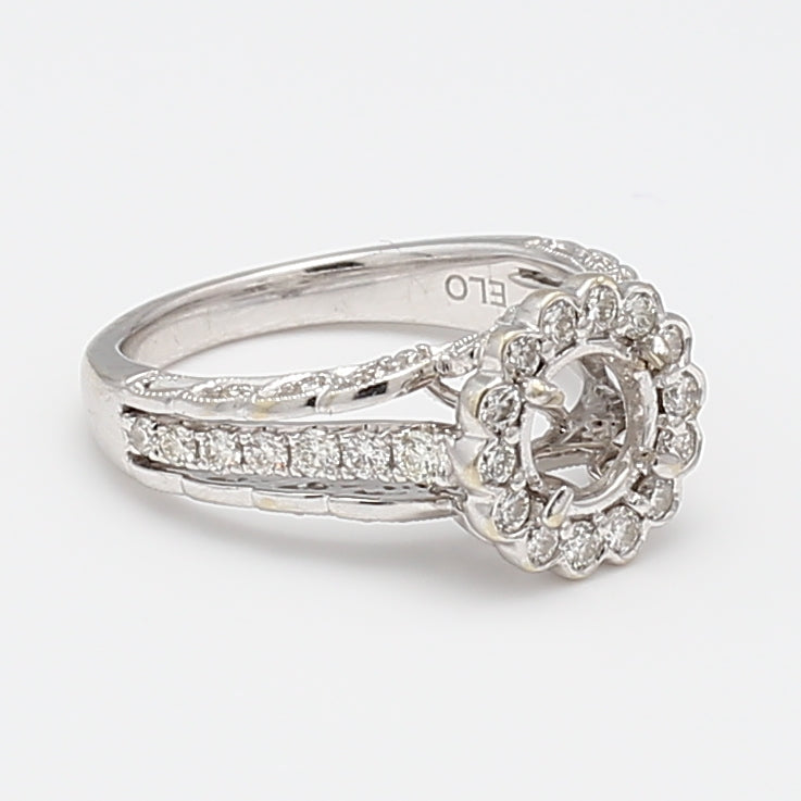 0.30 Carat Round Brilliant Cut Diamond 14K White Gold Semi Mount Engagement Ring - Perfect for Wedding, Proposal & Anniversary Gifts