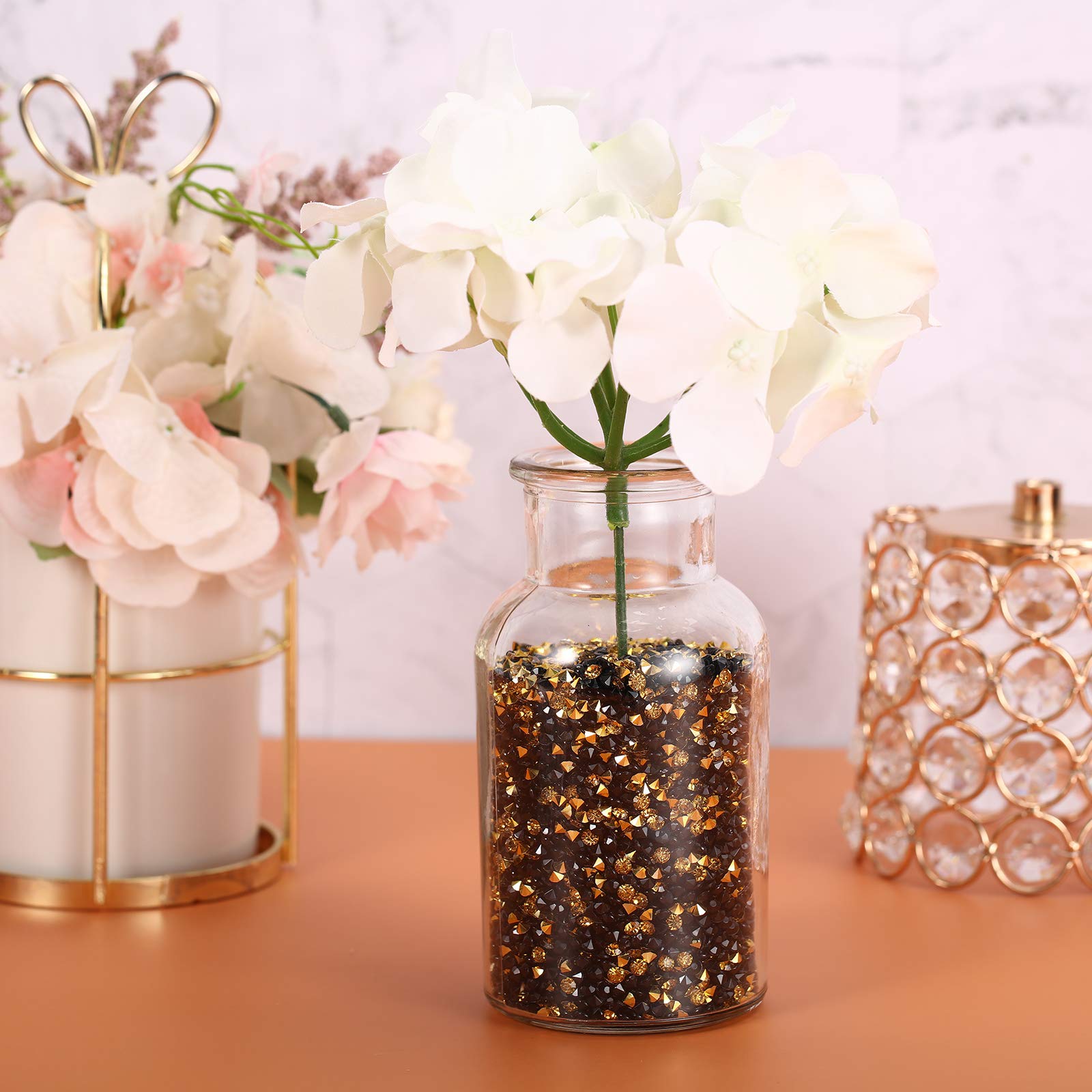 10,000 Clear Acrylic Diamond Rhinestones - Gold & Black 4mm Confetti Crystals for Wedding Table Decor, Centerpieces, Bridal Shower, Vase Filler | Perfect for Table Scatter, Party Decorations, and DIY Craft Projects