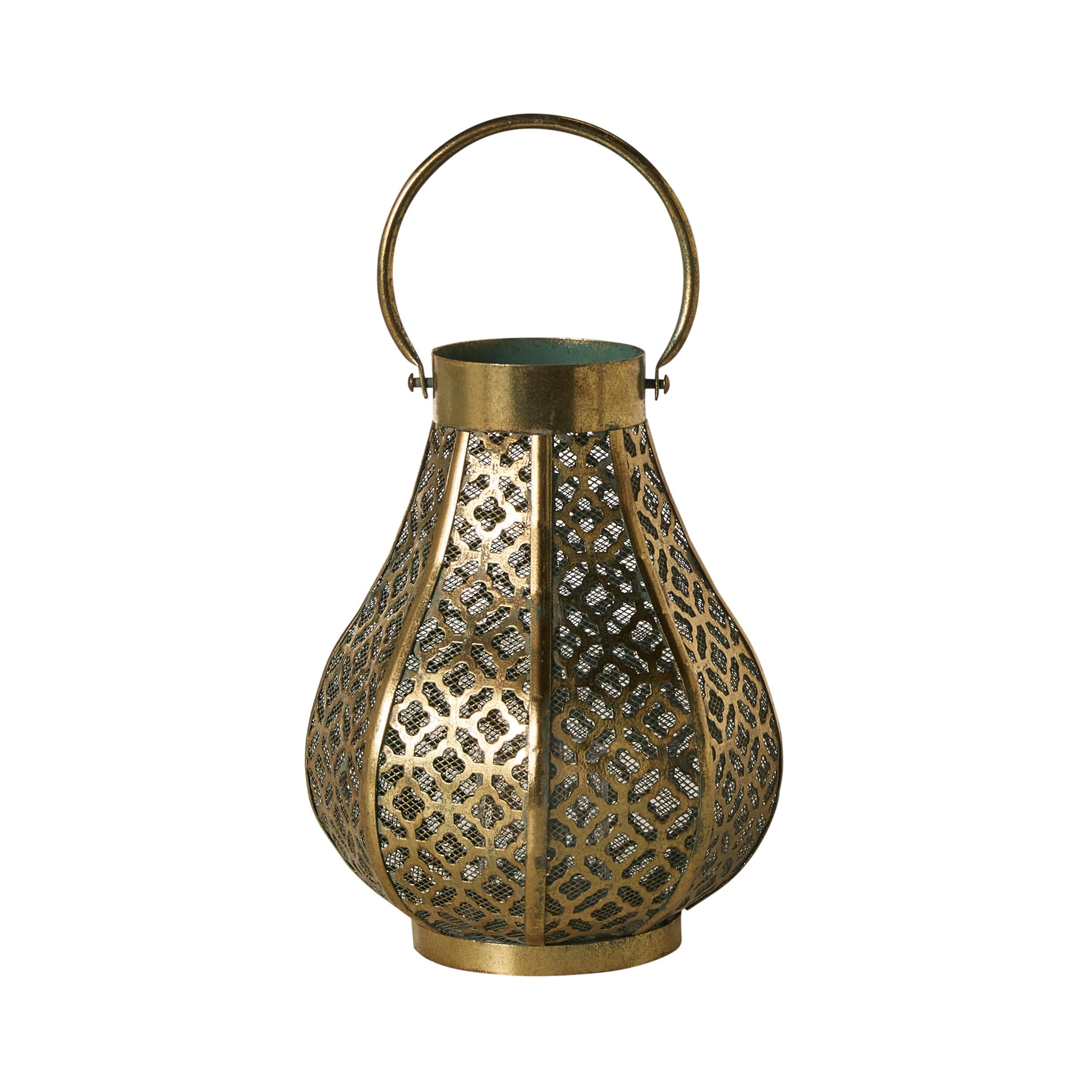 Amira Medium Filigree Lantern - Elegant Moroccan Style Metal Pendant Light for Indoor/Outdoor Decor - Perfect for Patio, Garden, Porch, and Dining Room Lighting