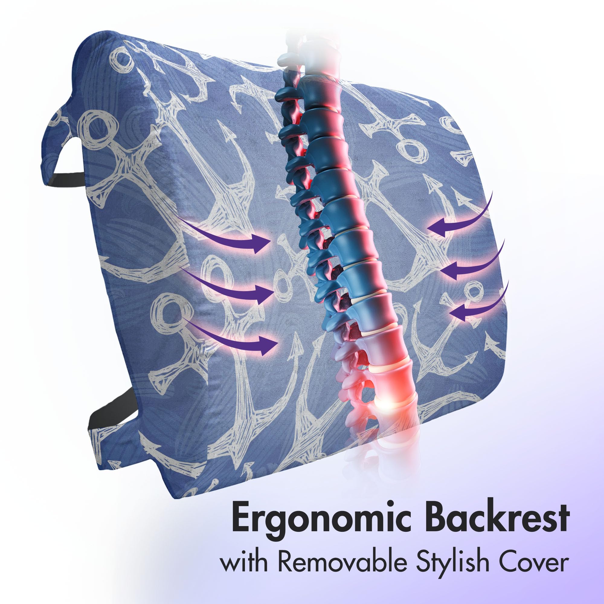 Ambesonne Anchor Lumbar Support Pillow - High Density Foam for Office Chair & Car Seat - 14