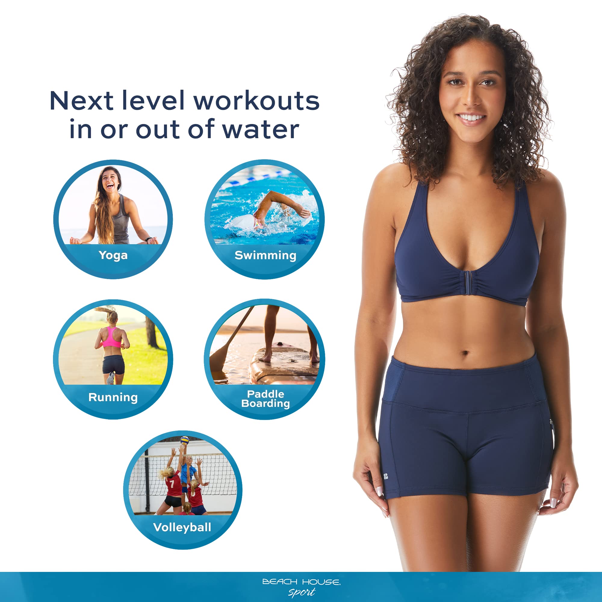 BEACH HOUSE SPORT Women's Quick-Dry Swim Board Shorts - Comfortable Athletic Swimwear for Surfing, Swimming & Beach Vacations