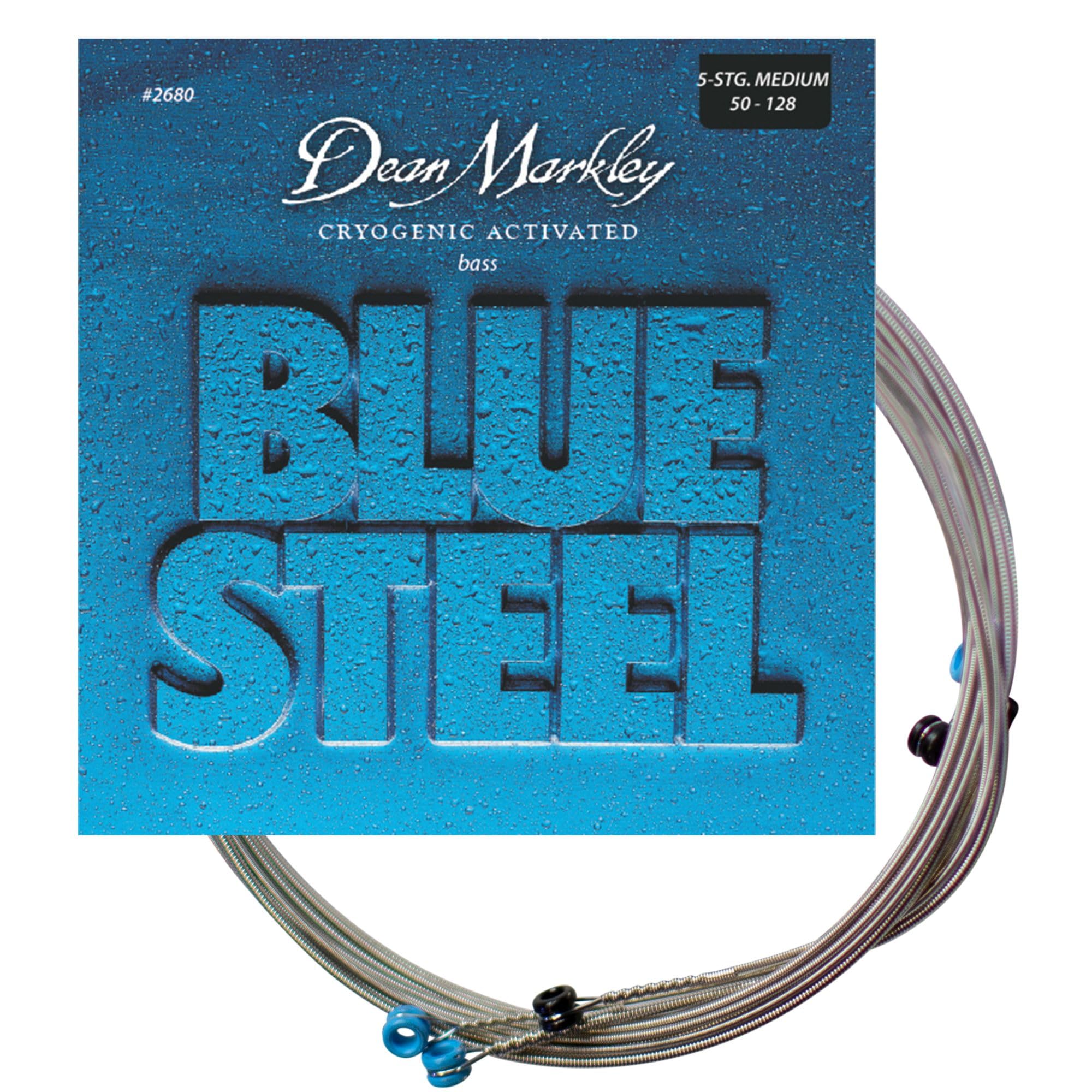 Dean Markley 2680 Blue Steel Electric Bass Guitar Strings - Medium Gauge (50-128) for Long Scale Bass - Cryogenically Treated for Extended Durability - Perfect for Rock, Jazz & Studio Recording Sessions