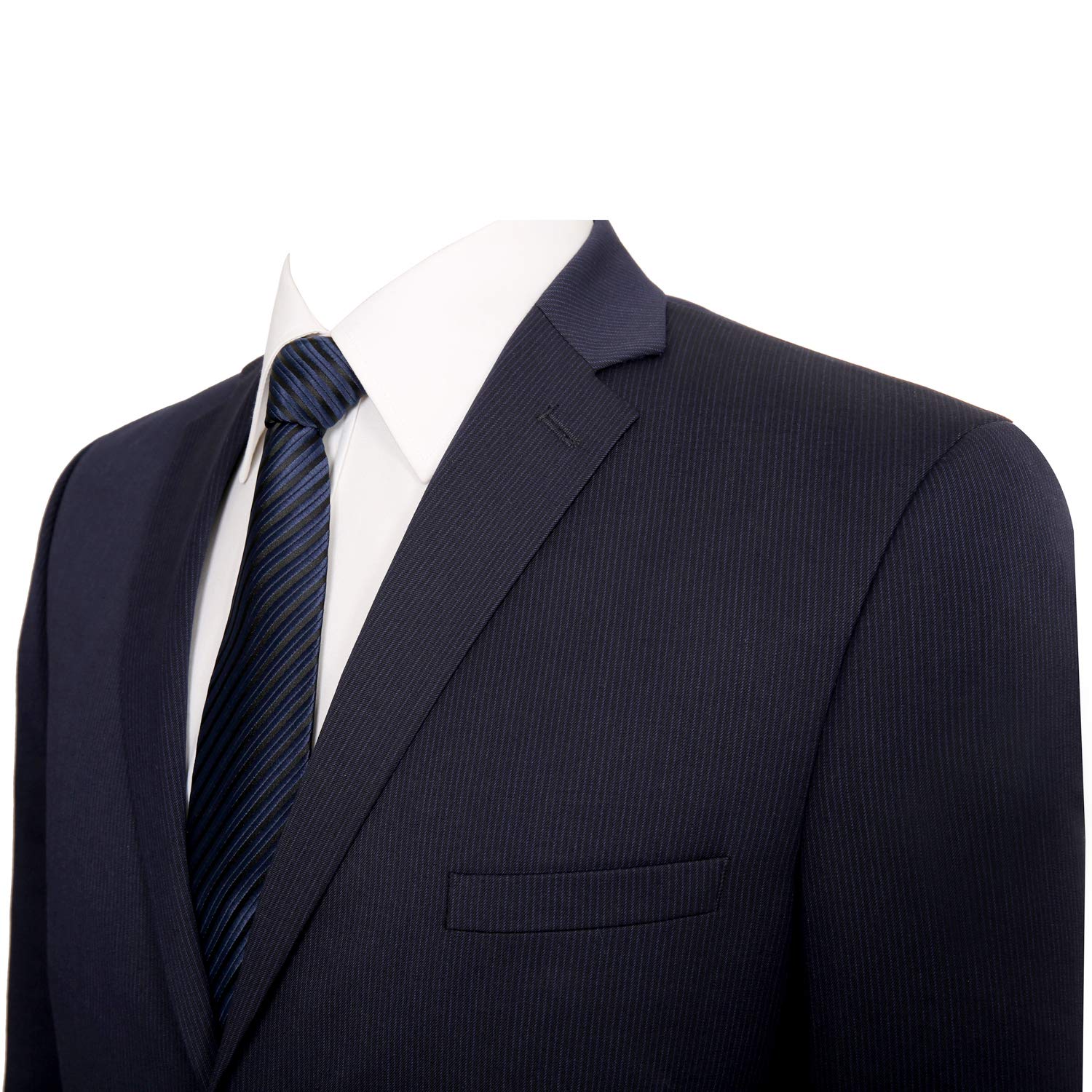 P&L Men's Slim Fit Wool Blend 2-Piece Suit - Single Breasted 2 Button Jacket & Flat Front Dress Pants Set | Business Formal Attire for Weddings, Office & Special Occasions