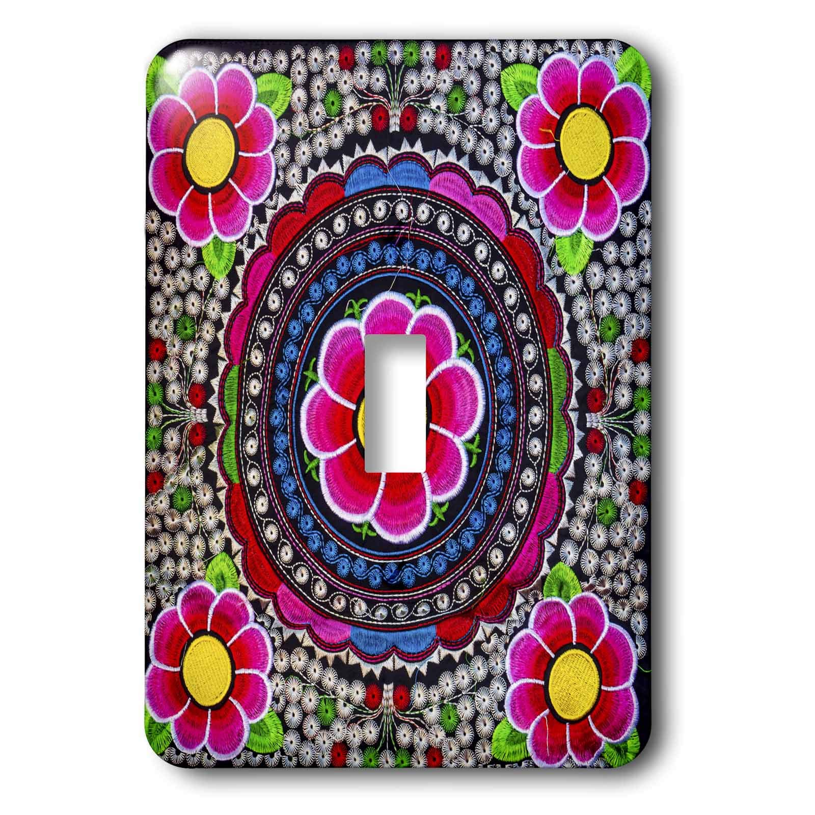 Vibrant Mexican Flower Textile Light Switch Cover - Handmade Oaxaca Folk Art Design for Home Decor (Set of 1) | Perfect for Kitchens, Bathrooms & Southwestern Style Interiors