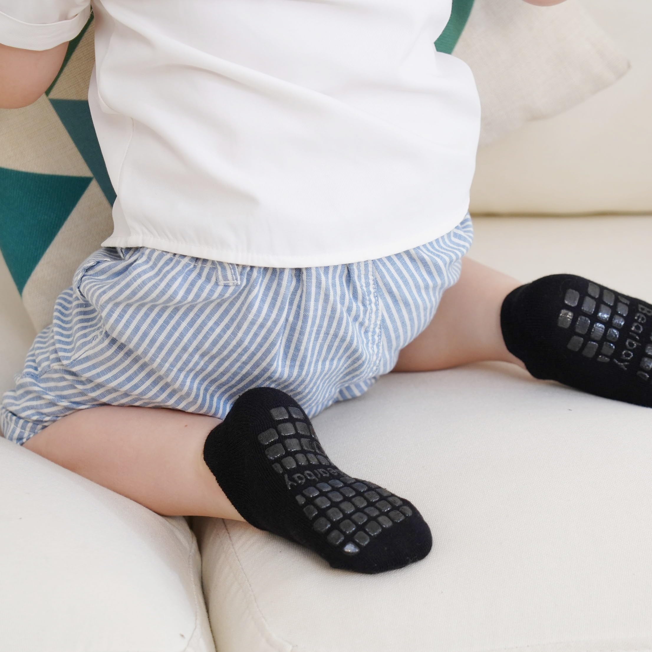 Non-Slip Baby Socks with Grippers (9 Pairs) for Infants & Toddlers 0-7 Years - Soft Anti-Skid Walking Socks for Crawling, First Steps & Playtime