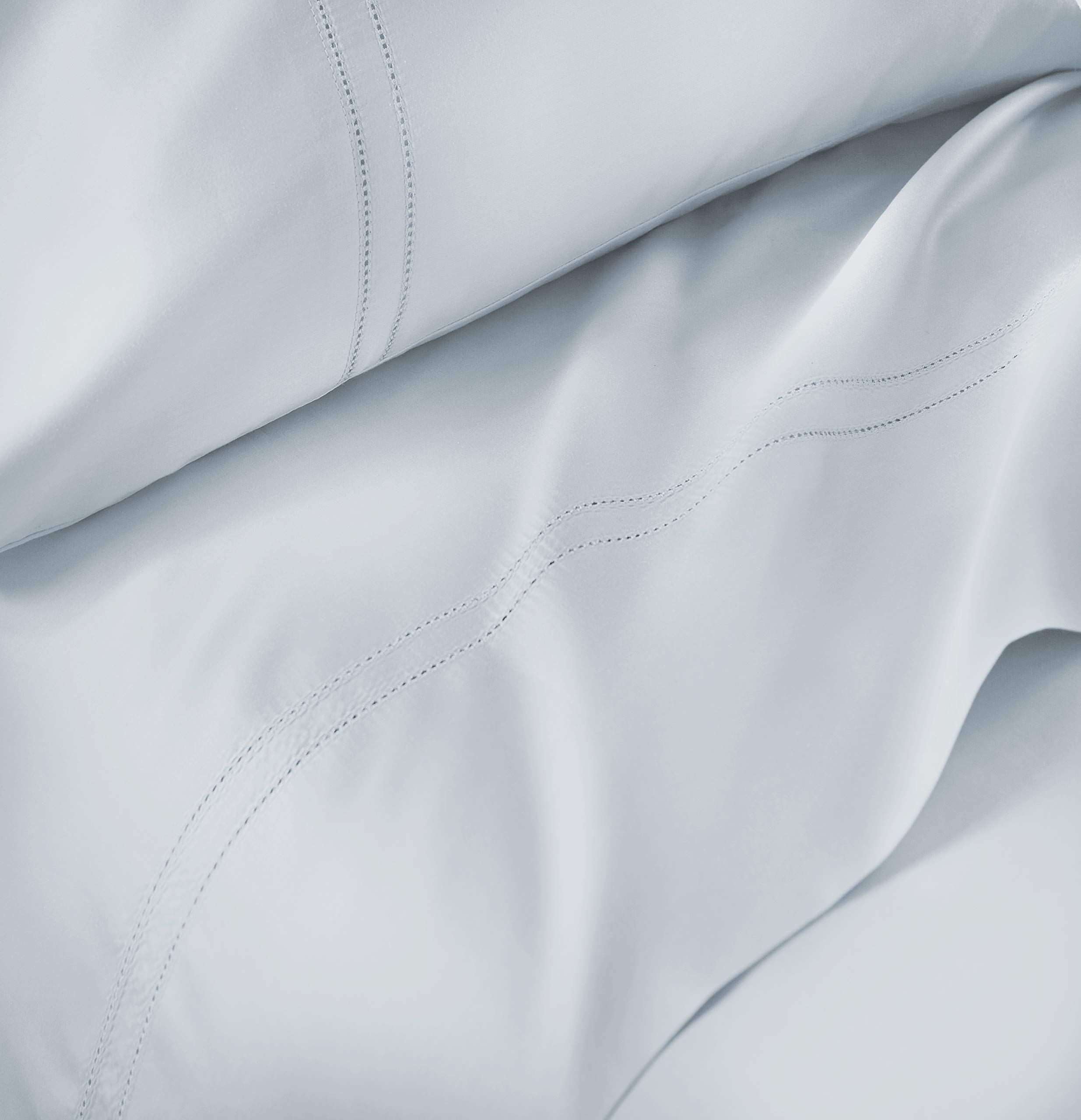 Pure Parima Luxury 100% CEA Certified Egyptian Cotton Sheet Set - Extra-Long Staple, Breathable & Cooling Bedding - King Size ICY Blue - Includes Flat Sheet, Fitted Sheet & 2 Pillowcases - Perfect for Hot Sleepers & Luxury Bedroom Decor