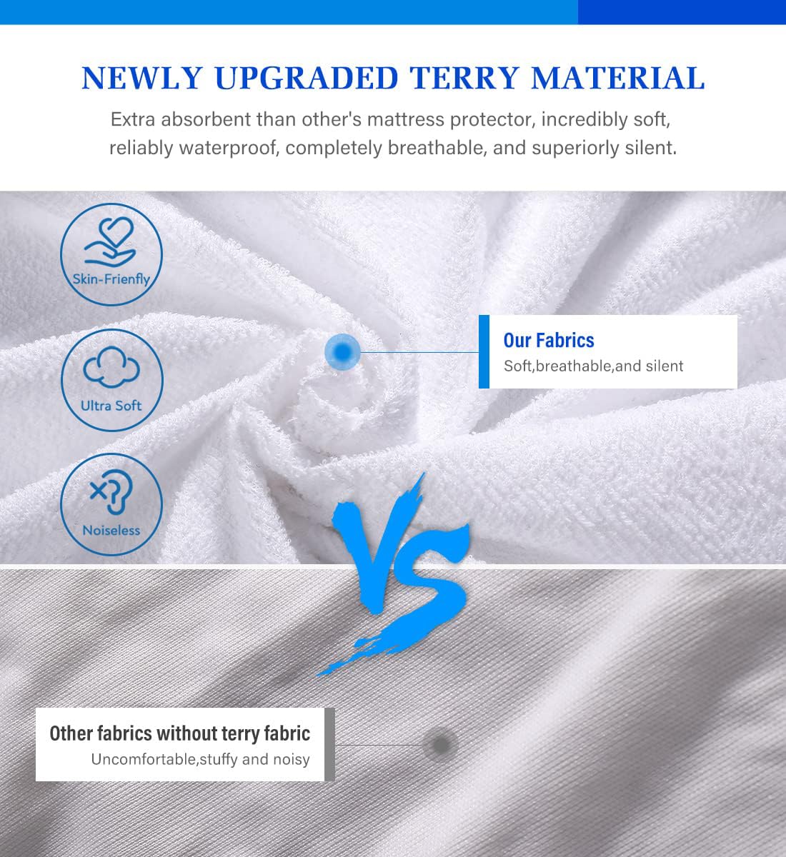 2 Pack King Size Waterproof Mattress Protector - Noiseless, Breathable Terry Fabric Cover for Pets, Kids & Adults - 76