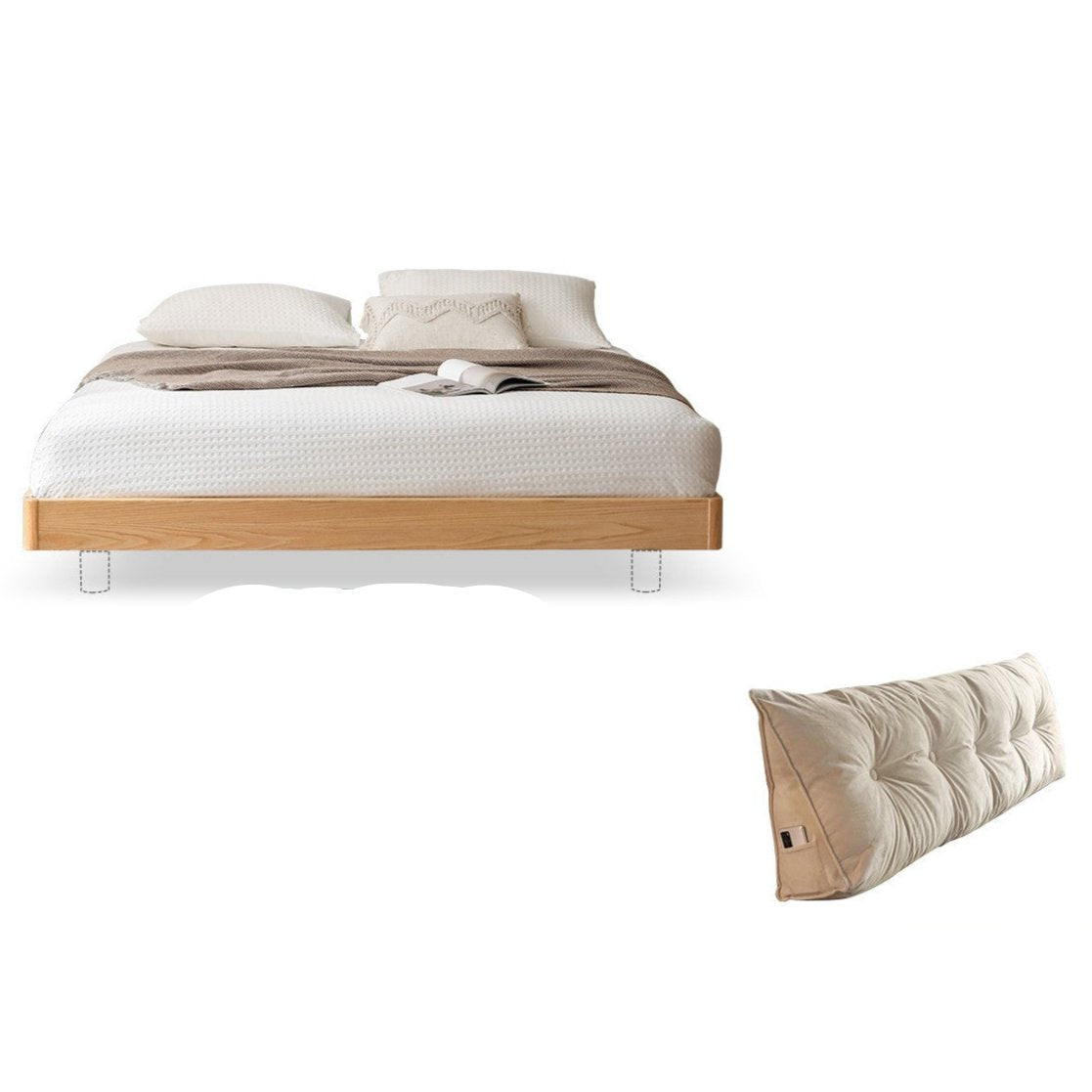 Modern Solid Wood Platform Bed - Oak & Beech Frame, Floating Design with Optional Headboard & LED Lighting - Perfect for Contemporary Bedrooms & Minimalist Home Decor