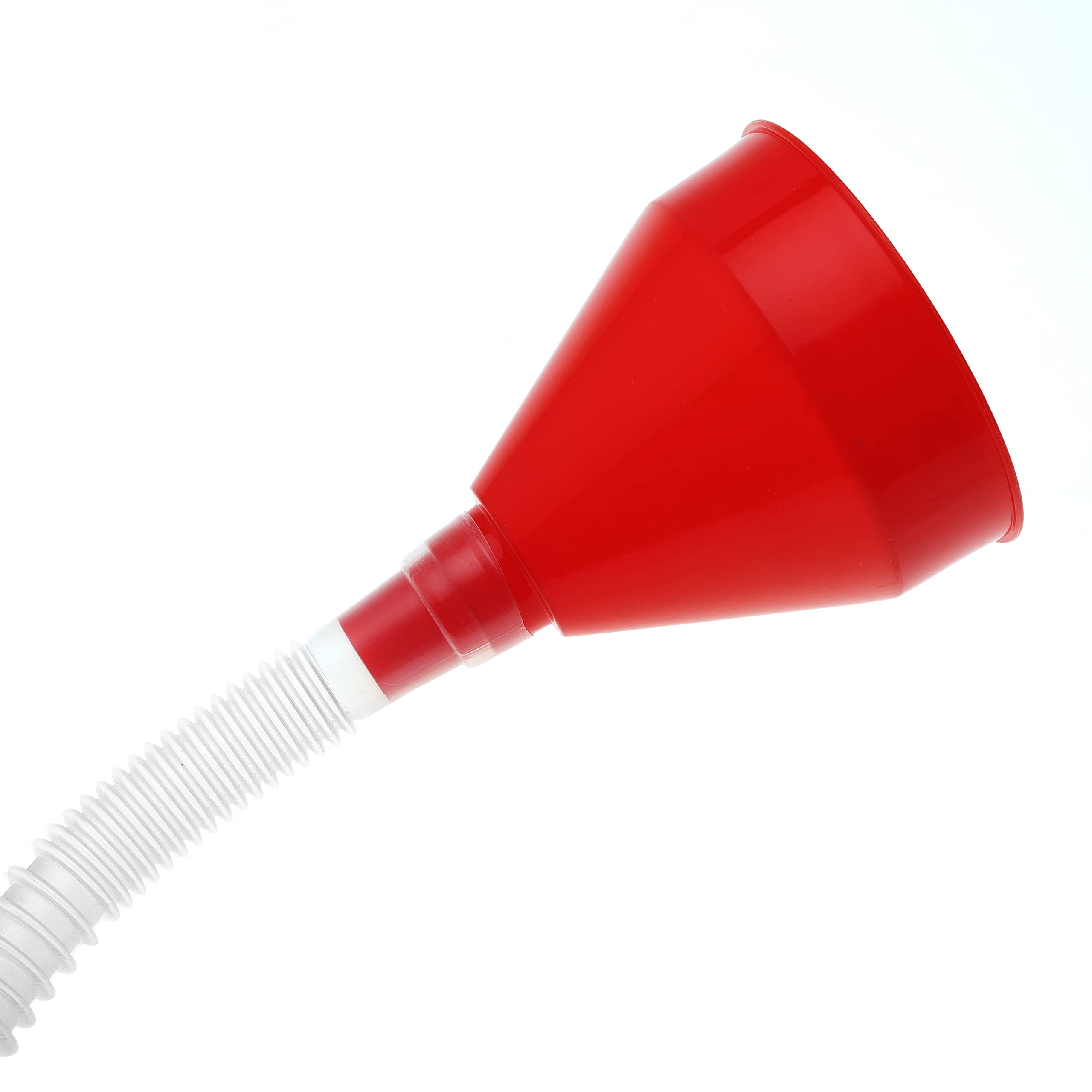 Flexible Fuel Funnel with Long Hose - Plastic Small Wide Mouth Filling Funnel for Engine Oil, Gas, Gasoline, Diesel, Water & Transmission Fluid - Perfect for Cars, Trucks & Motorcycles (Red, 1-Pack)