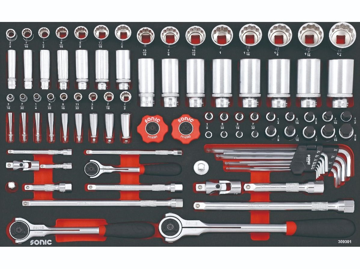 93-Piece Sonic Foam System Socket Set - 1/4