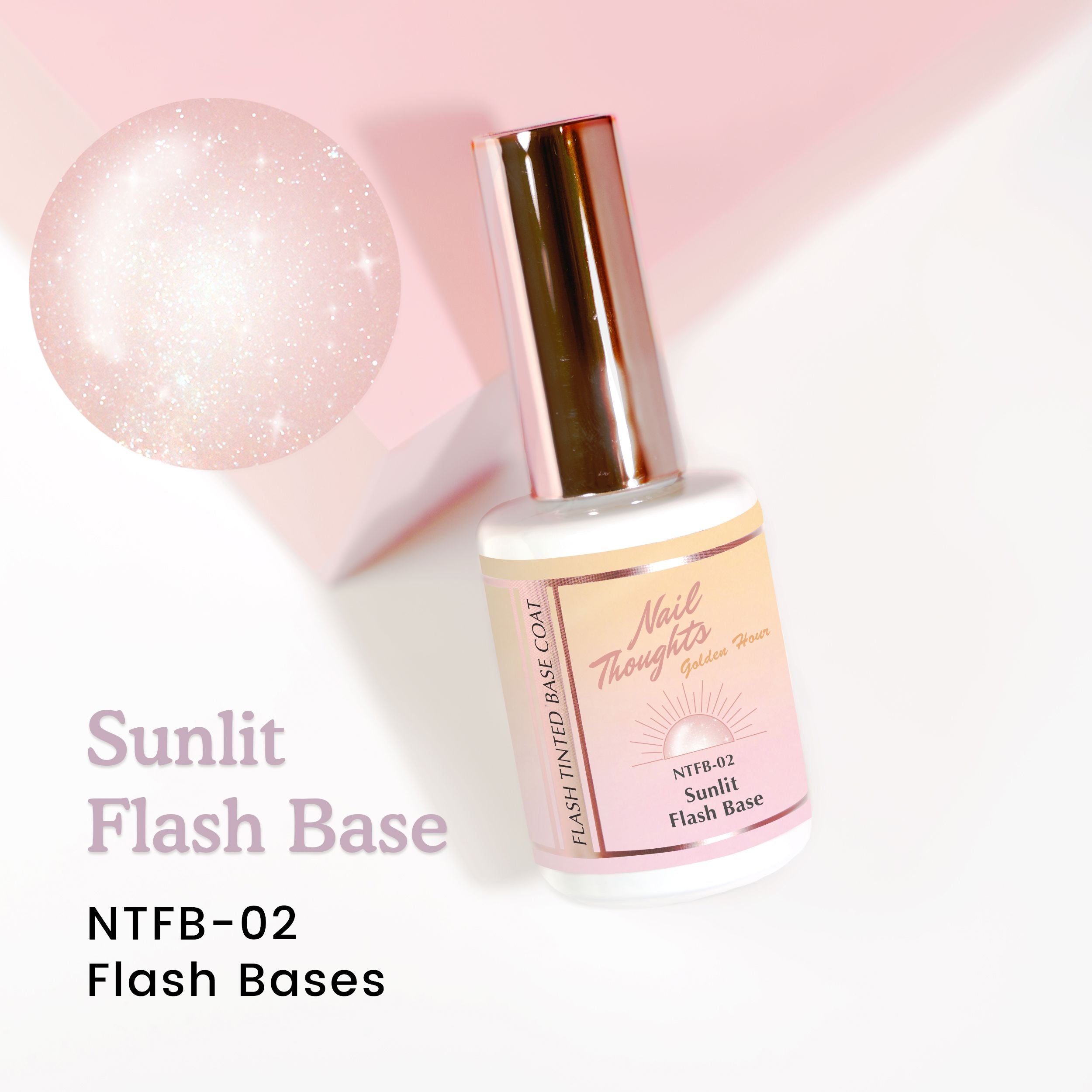 Nail Thoughts NTFB 02 Sunlit Flash Base - UV/LED Gel Nail Polish for Manicures & Pedicures - Perfect for Summer Nails, Bridal Looks & Salon Use