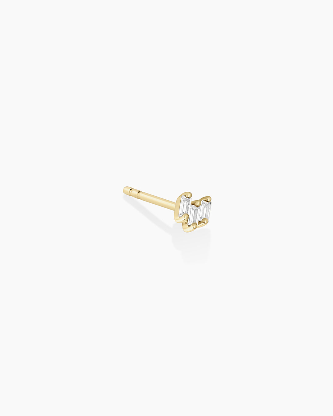 White Sapphire Amara Trio Single Stud Earrings for Women - Elegant 14K Gold Plated Studs for Daily Wear, Parties & Special Occasions