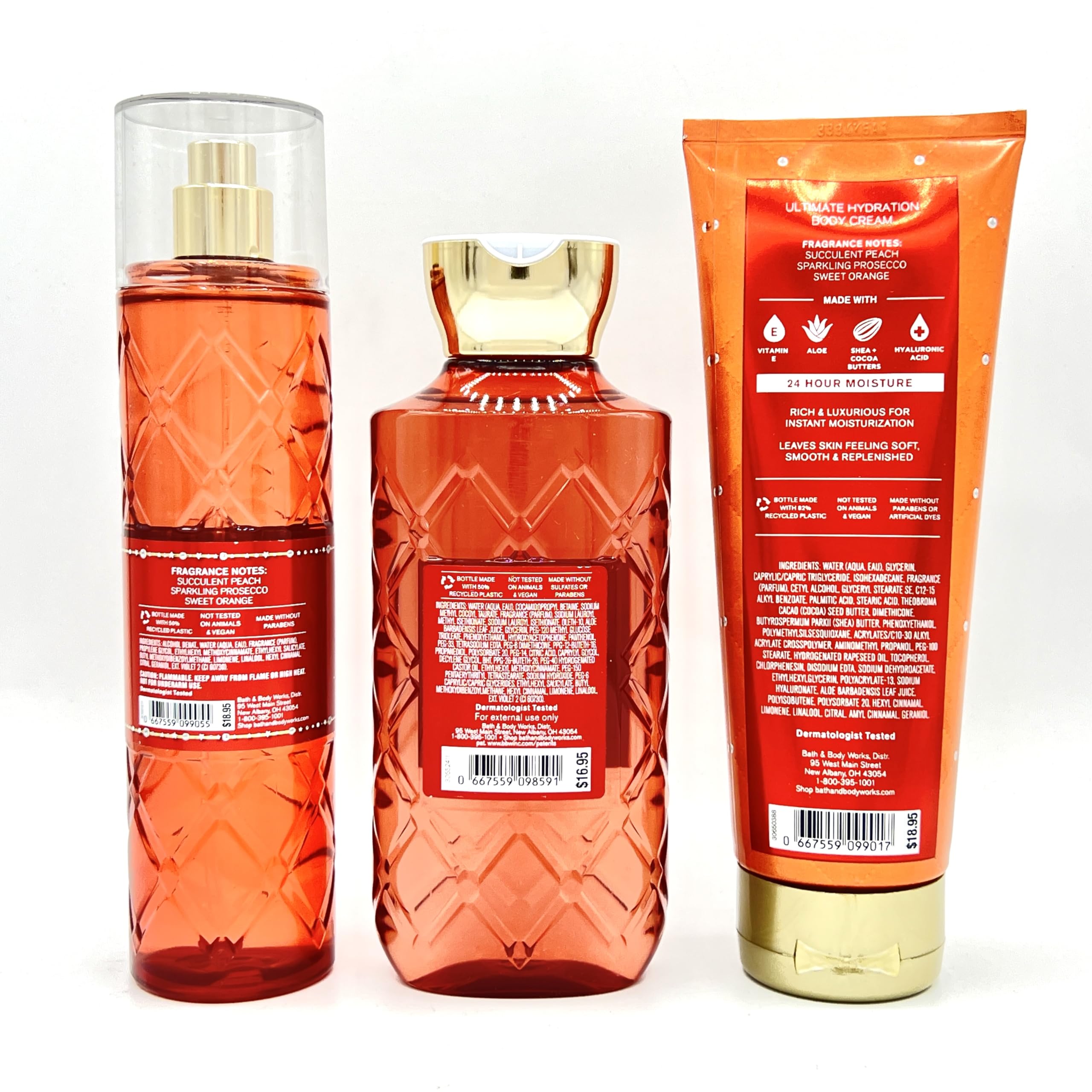 Peach Bellini 3-Piece Bath & Body Gift Set - Fragrance Mist, Body Wash & Hydrating Cream | Perfect for Spa Day, Self-Care & Gifts