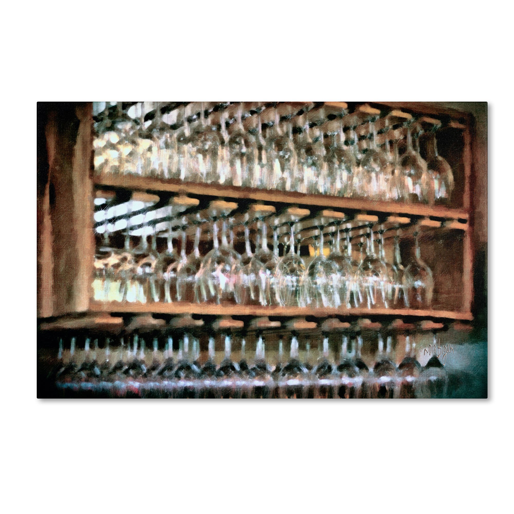 Salmon & Turquoise 'Drinks on the House' Canvas Wall Art by Lois Bryan - 30x47 Inch Modern Home Decor for Living Room, Bedroom & Office