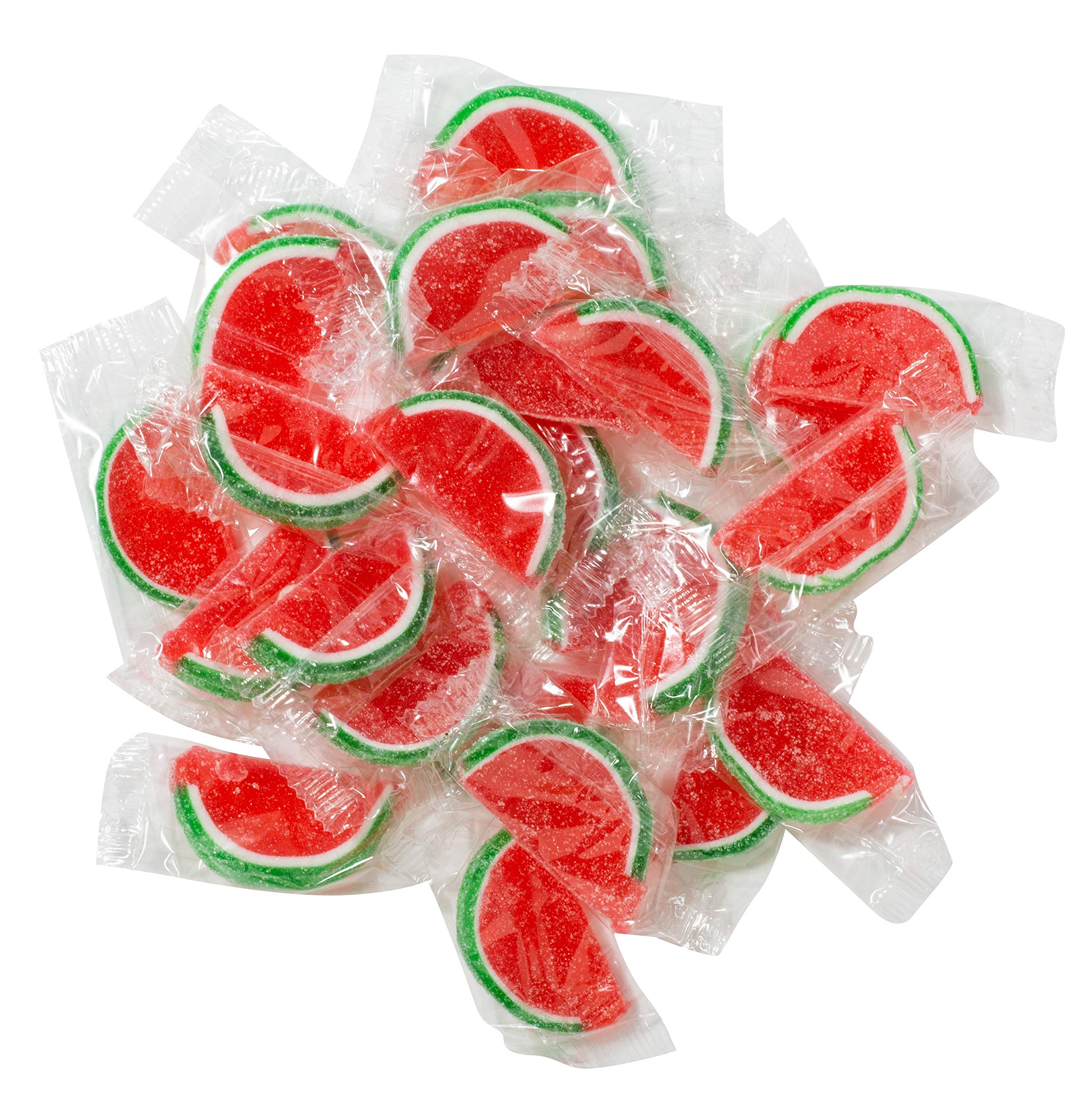 Boston Fruit Slice Individually Wrapped Gourmet Gummy Candy 1lb Box - Watermelon Flavor | Bulk Gummy Snacks for Parties, Office Treats & Halloween Candy