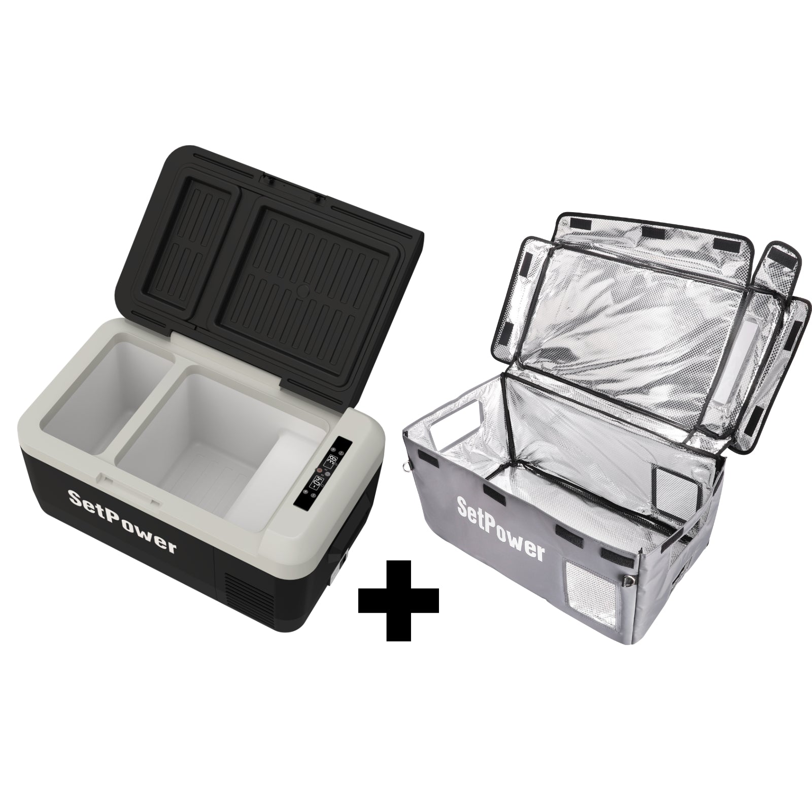 Setpower PT30 32Qt 12V Car Refrigerator Freezer with Dual Zone - Portable Mini Fridge for Camping, Road Trips & Outdoor Adventures