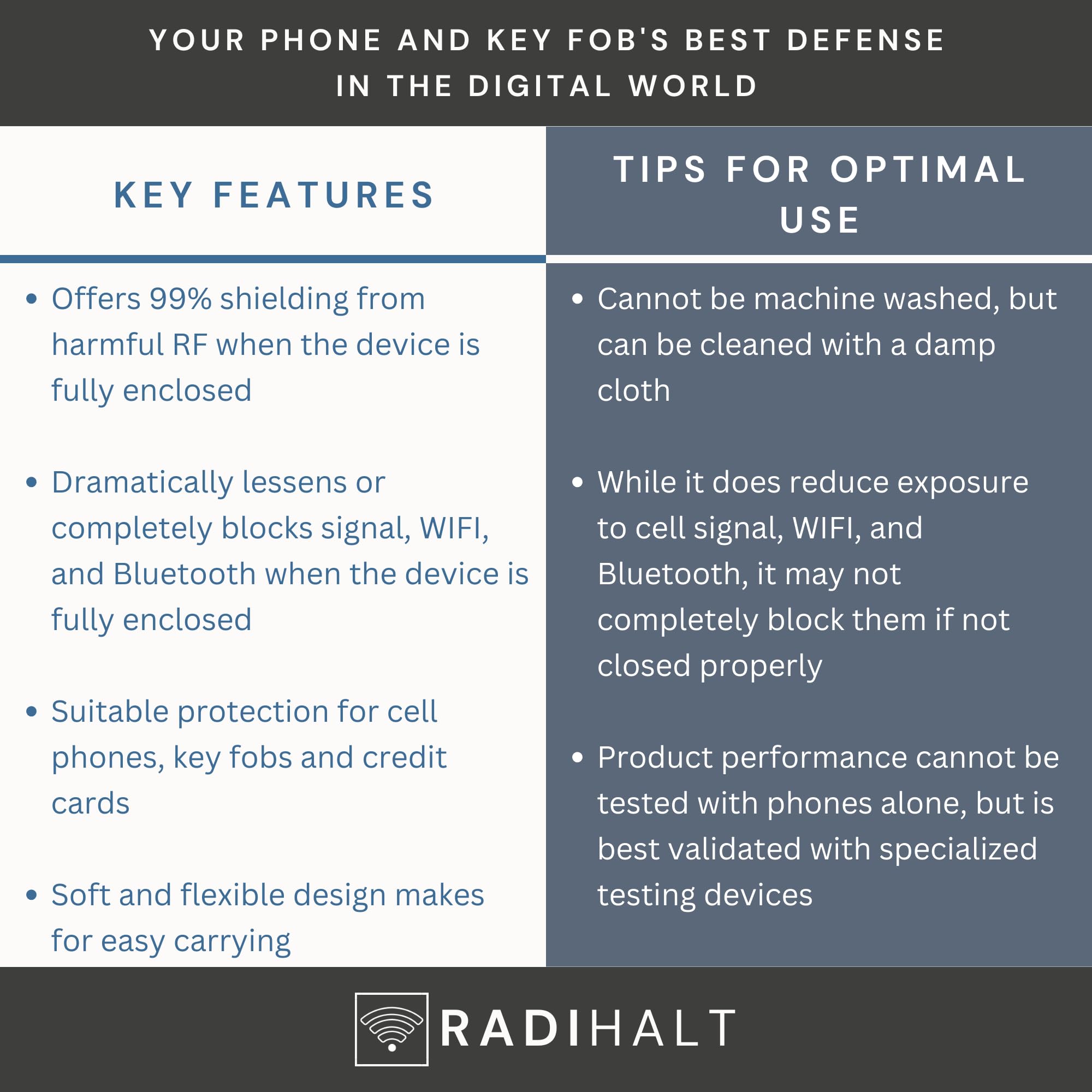 EMF Protection Faraday Key Fob & Phone Pouch - Anti-Radiation Shield for Cell Phones Against EMF, RFID, WiFi, GPS - Signal Blocking Grey - Perfect for Travel, Privacy Protection & Secure Data Storage