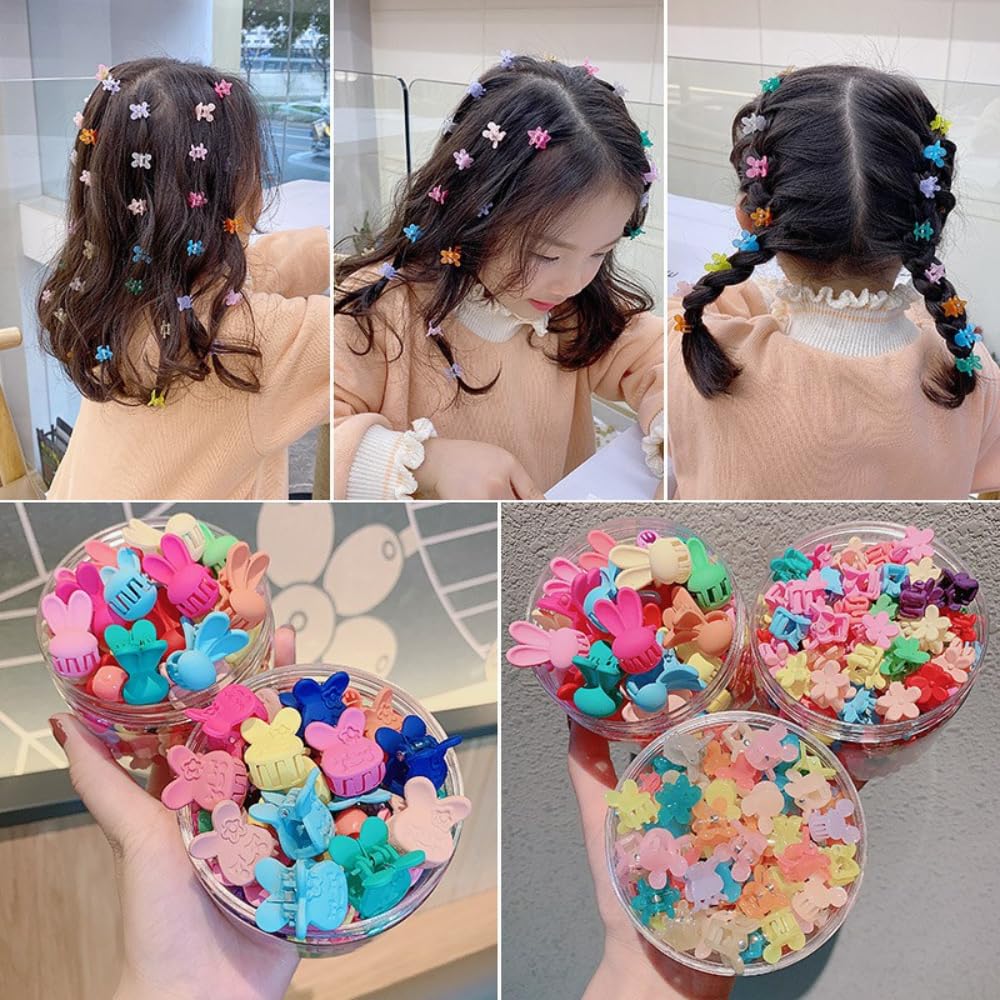 60 Pcs Mini Flower Hair Clips for Women Girls Kids - Small Rose Claw Clips for Fine Hair (6 Colorful Designs) - Perfect for School, Parties, Weddings & Daily Hairstyling