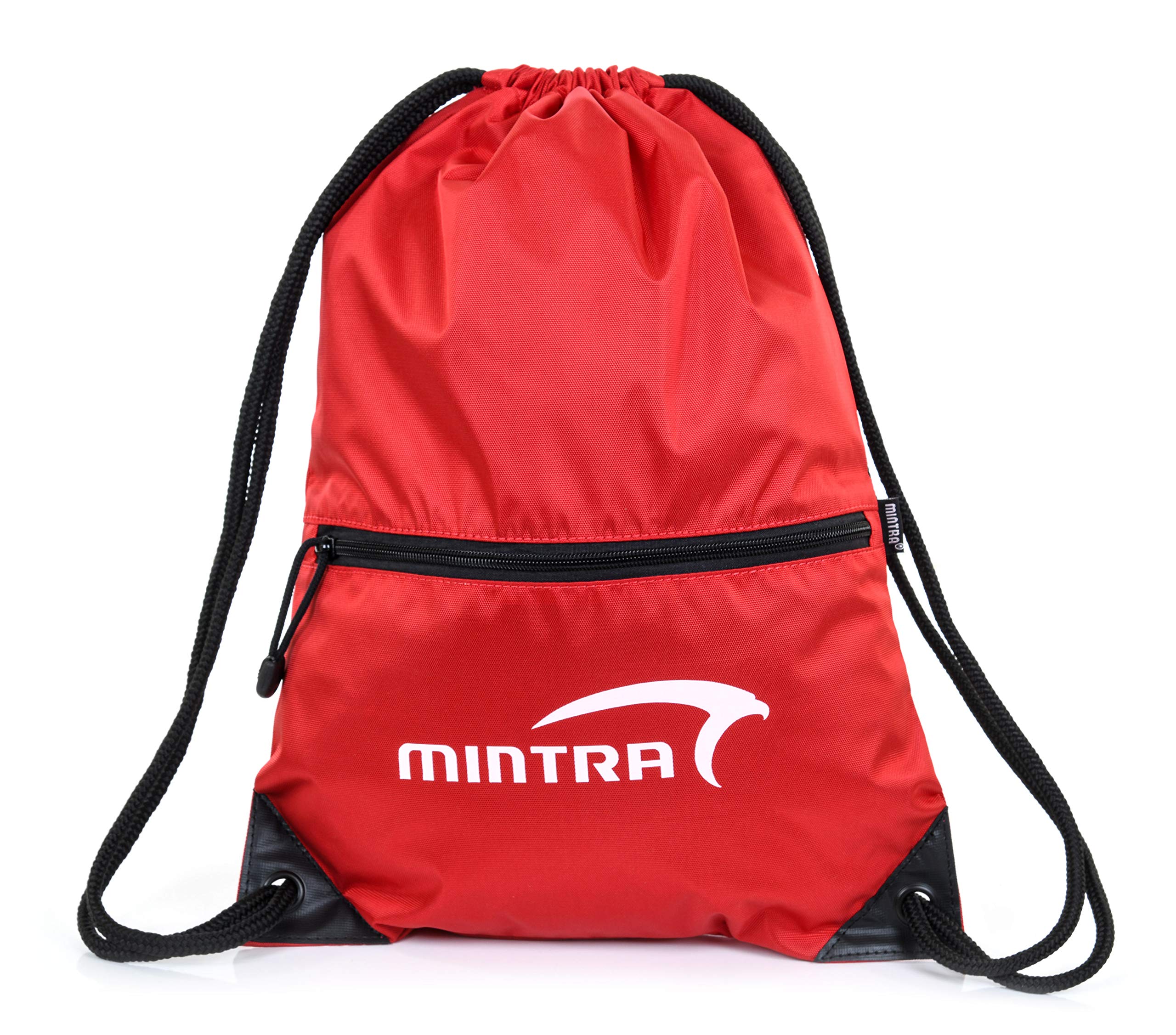 Mintra Sports Drawstring Backpack - Lightweight Gym Sack for Workout, Running, Travel - Red Rush (14x18 Inches) - Perfect for Sports, School & Outdoor Activities