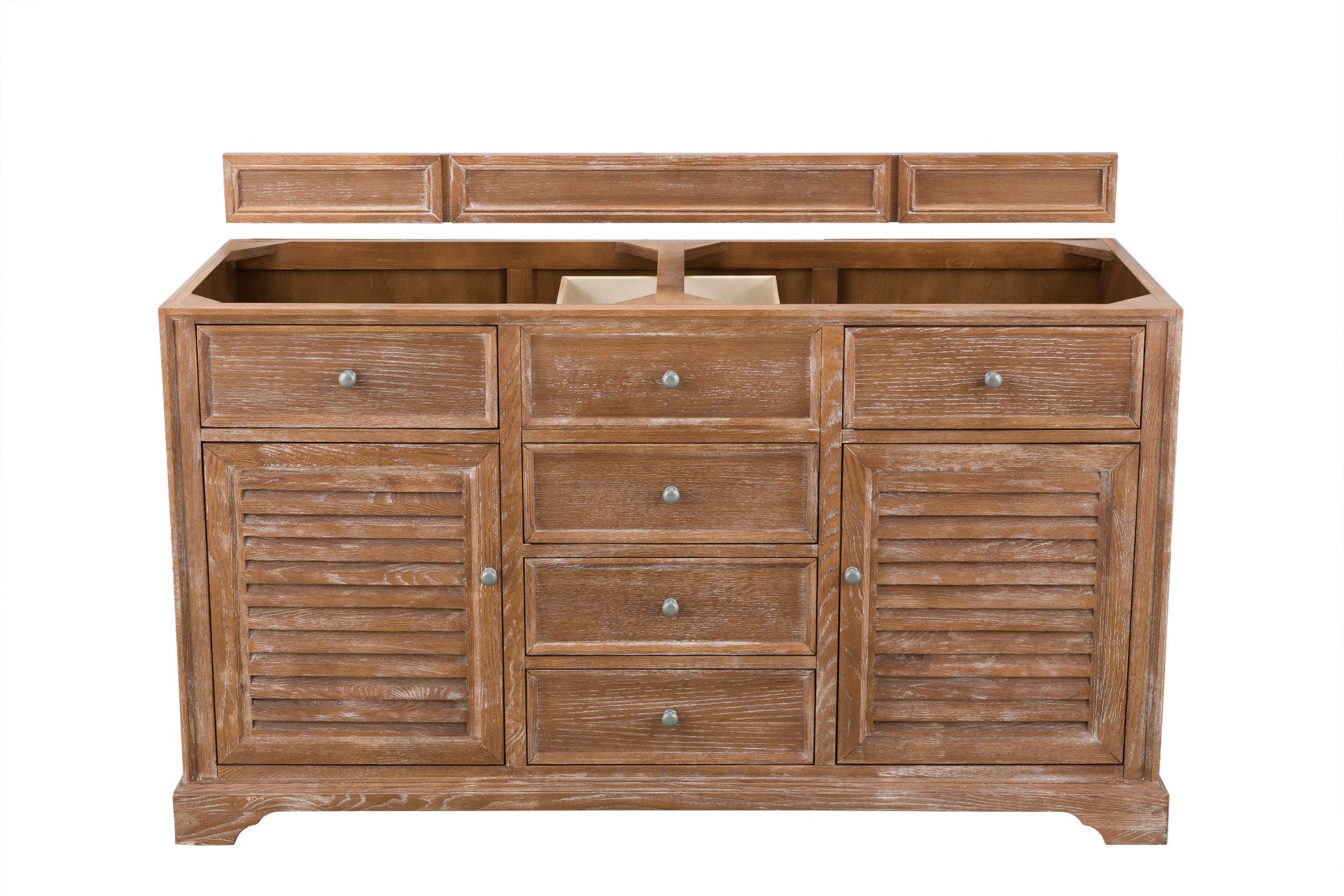 Savannah 60-Inch Double Vanity Cabinet in Driftwood Finish - Perfect for Bathroom Remodeling and Modern Home Decor