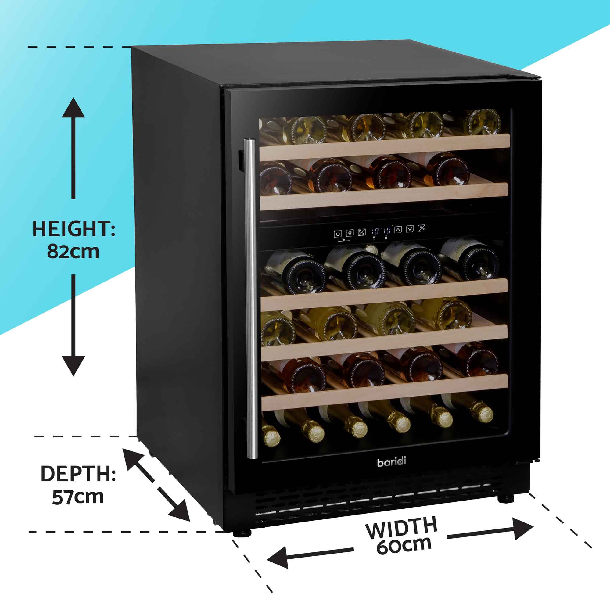 46 Bottle Dual Zone Wine Cooler Refrigerator with Digital Touch Screen - Black DH79 - Perfect for Home, Office, and Restaurant Wine Storage