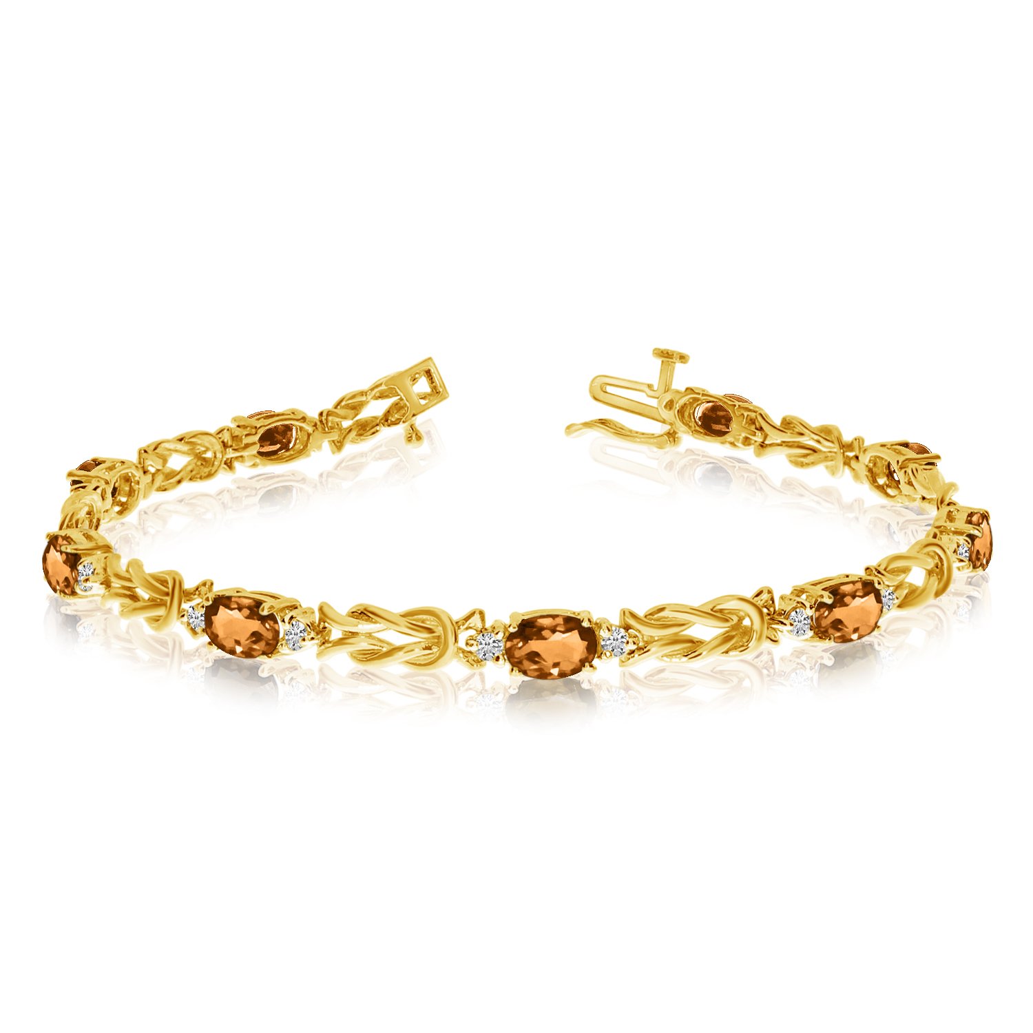 14K Yellow Gold Natural Citrine and Diamond Tennis Bracelet for Women - Elegant Stackable Jewelry for Weddings, Parties & Everyday Wear