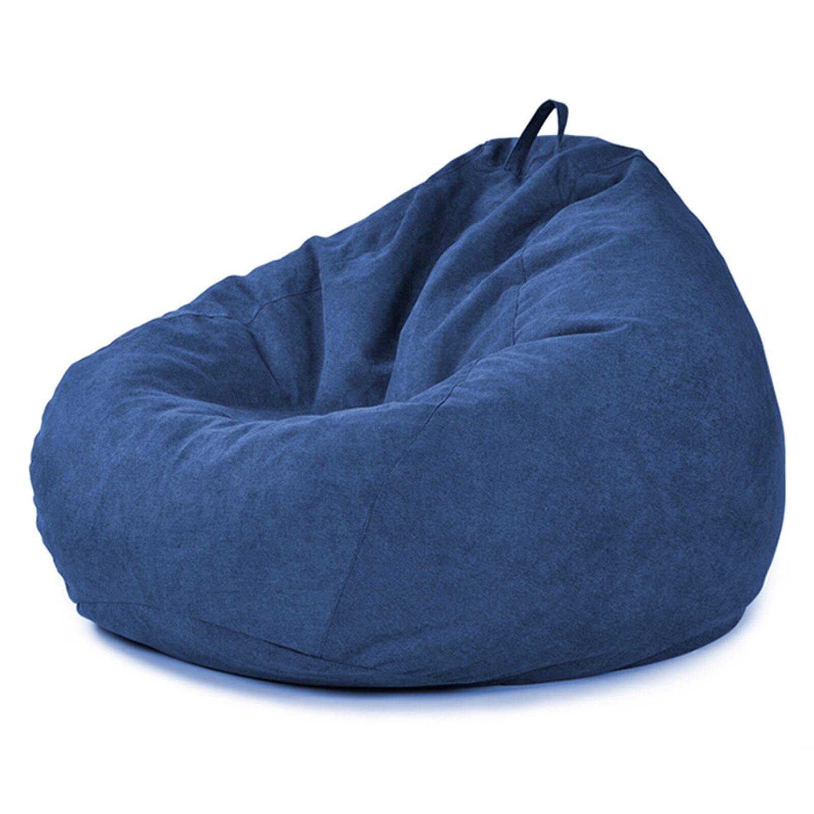 Premium Cotton Linen Bean Bag Cover with Zipper - Dustproof 2XL Navy Blue Slipcover for Indoor/Outdoor Bean Bag Sofa | Perfect for Living Room, Game Room, Dorm & Patio Lounging