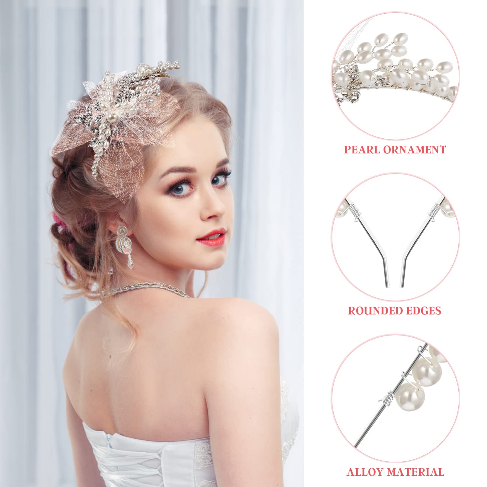 Pearl Crystal Headband for Bride & Bridesmaids - Elegant Wedding Hair Accessories with Pearls & Rhinestones - Perfect for Bridal Shower, Wedding Ceremony & Special Occasions (White)